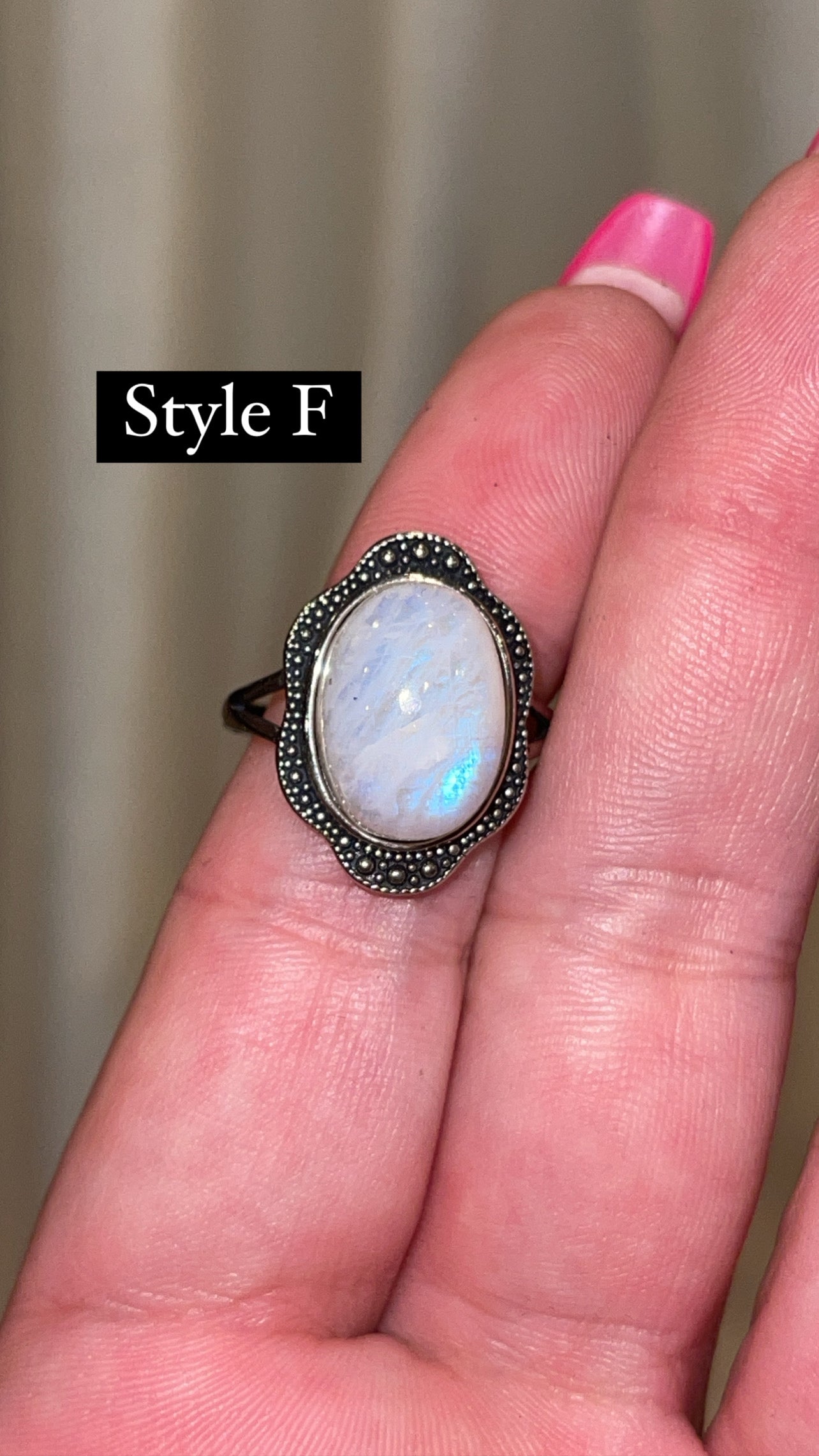 Rainbow Moonstone AAA Adjustable Ring