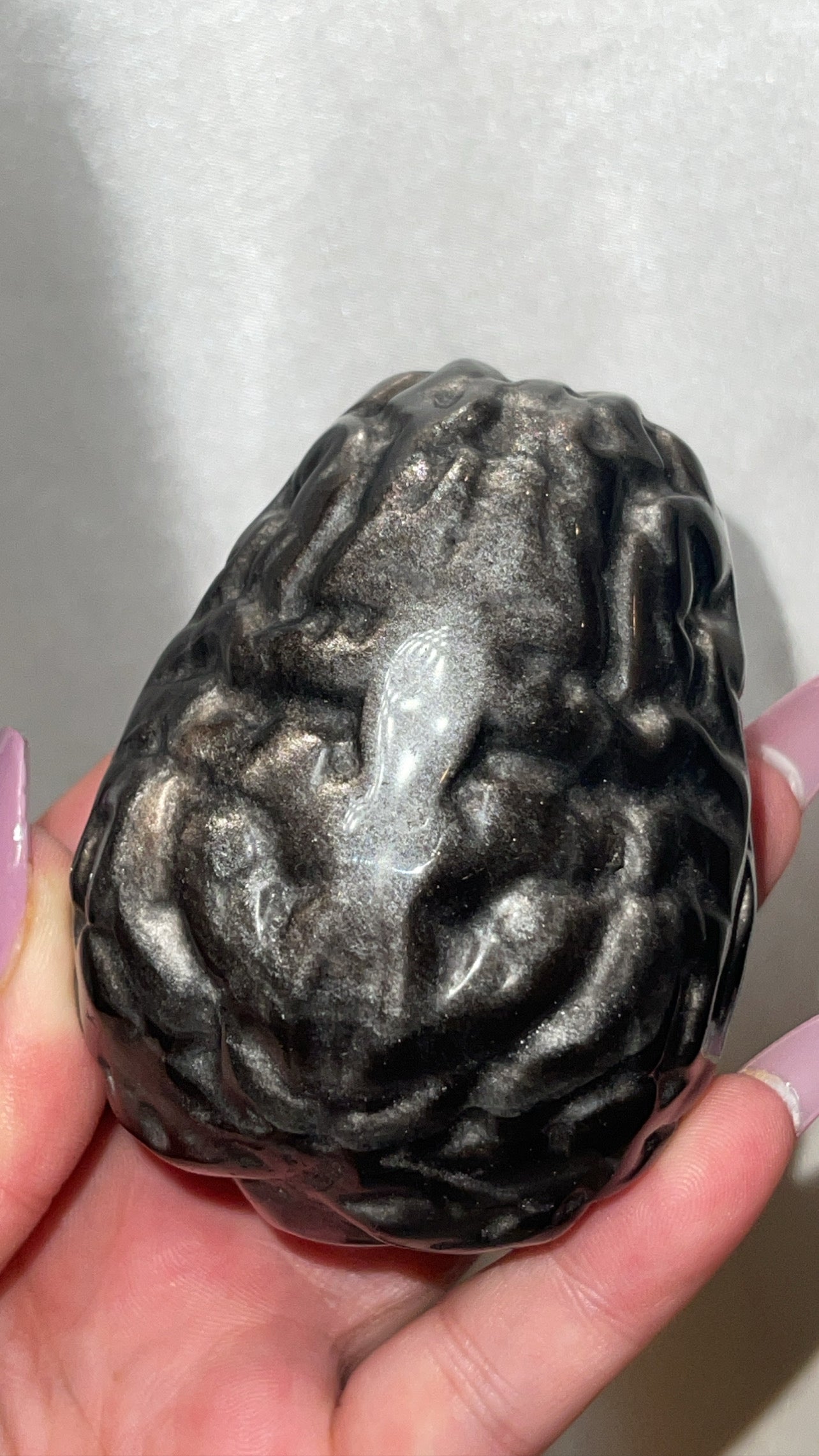Silver Sheen Obsidian Large Anatomical Brain
