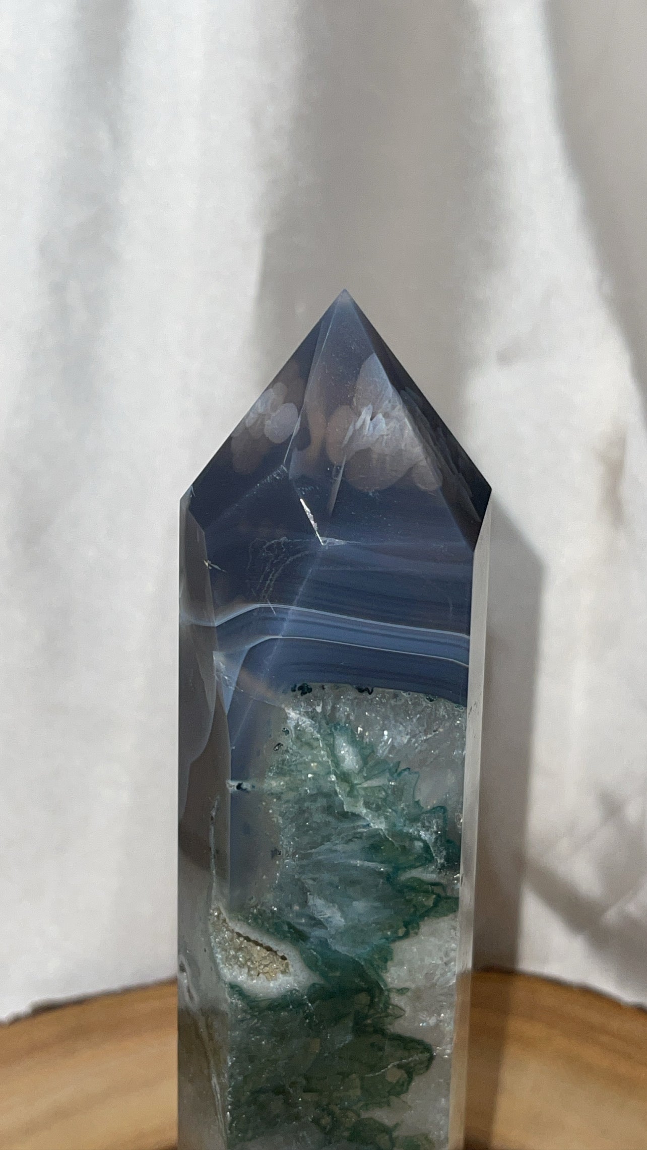 Chlorite Quartz with Banded Agate Large Tower