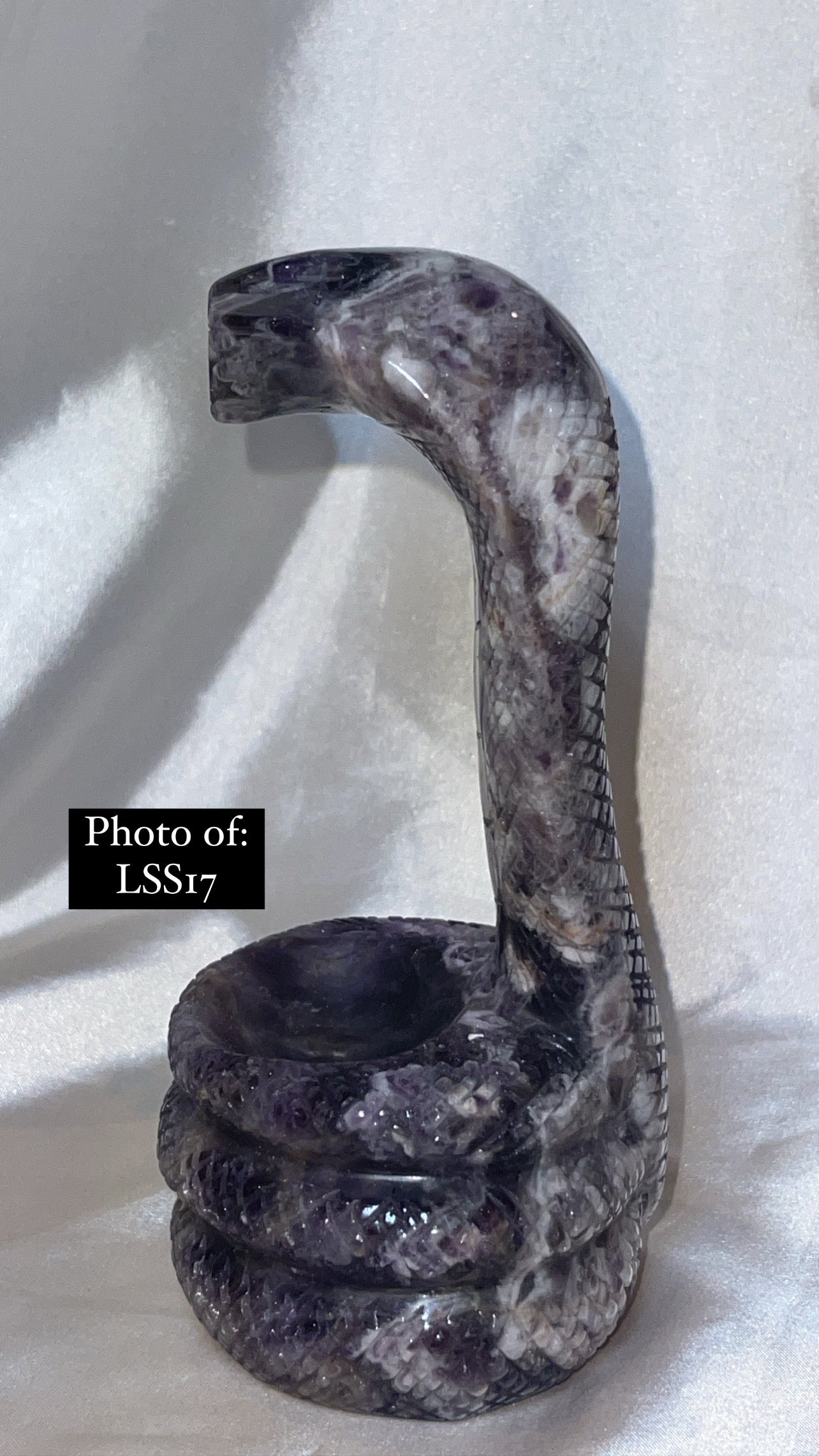 Dream Amethyst Large Snake Sphere Holder Carving