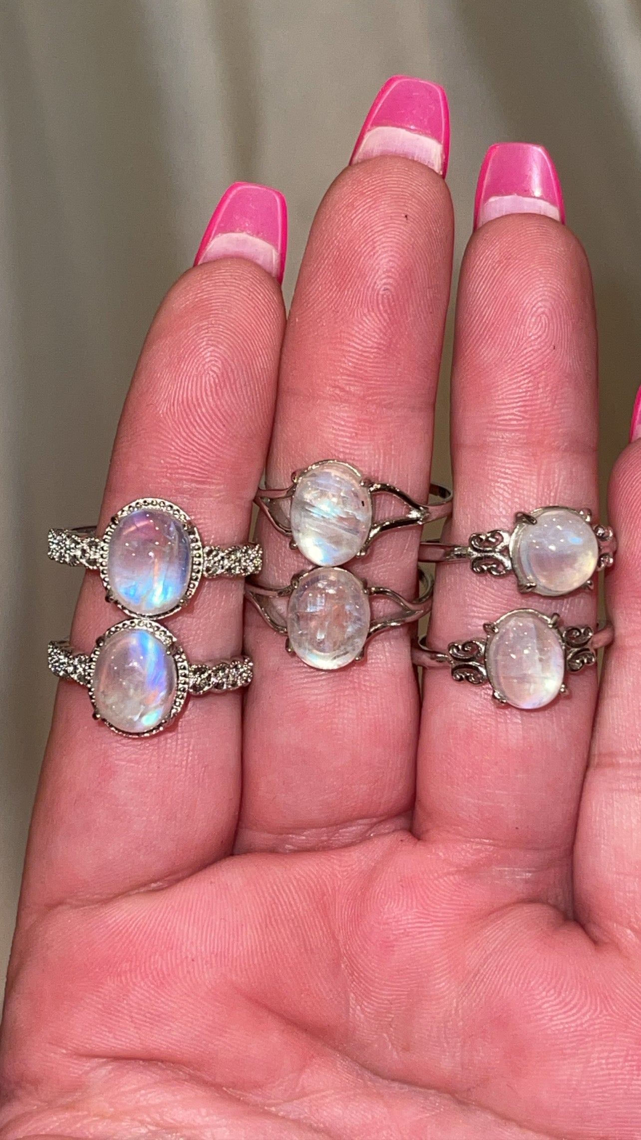Rainbow Moonstone AAA Adjustable Ring