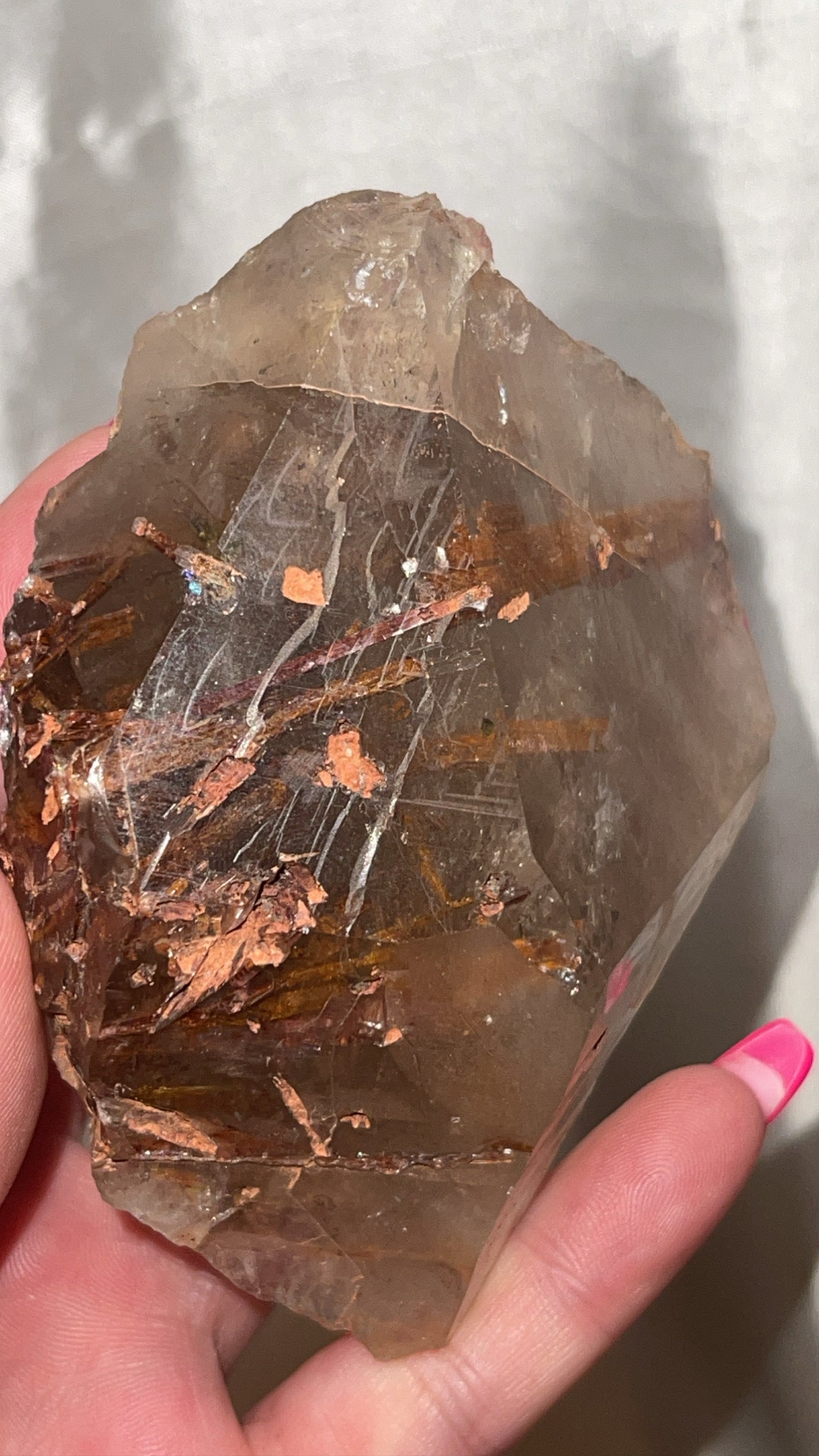 Rare Red Epidote Smoky Quartz AAA Large Raw Point