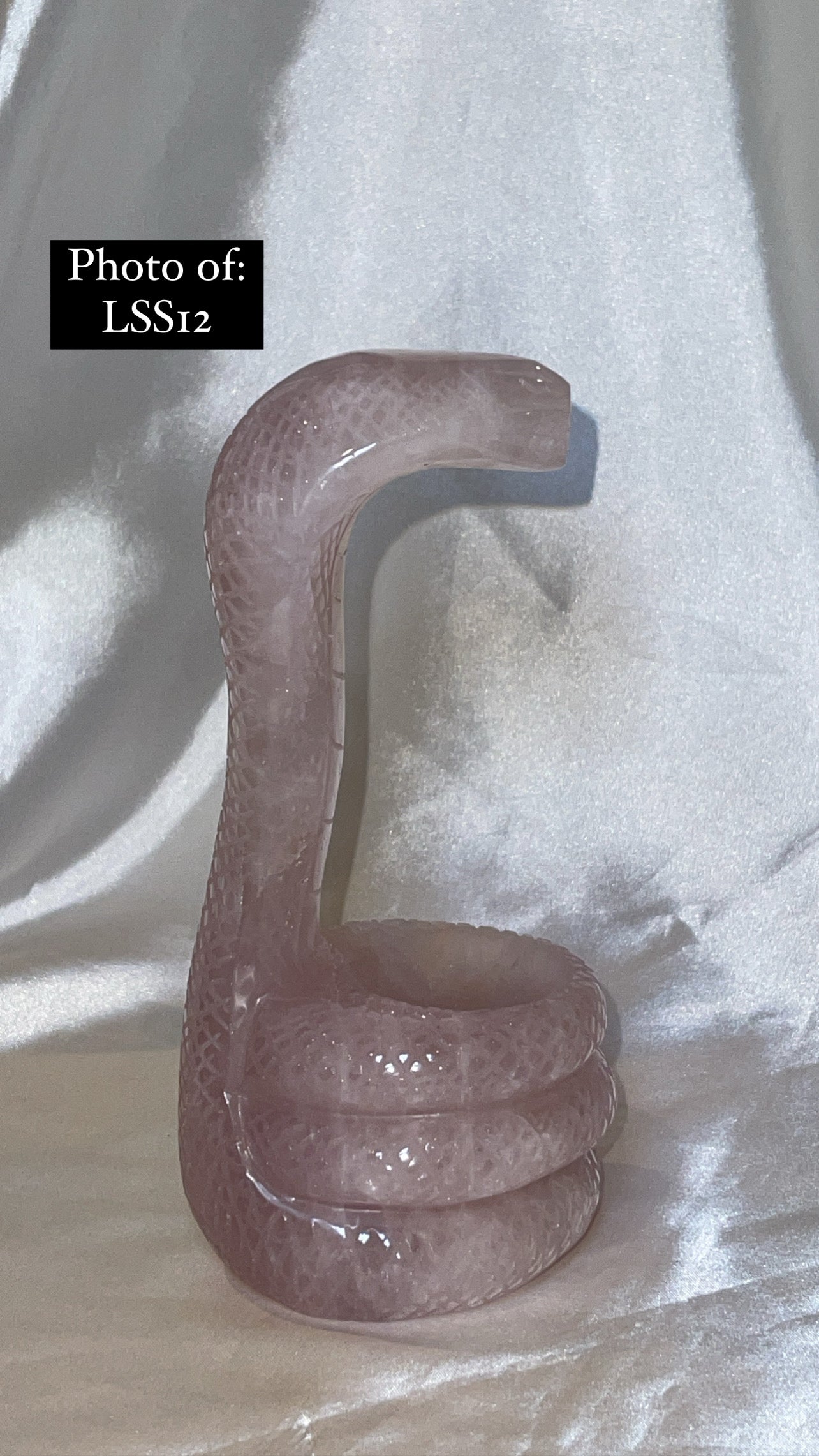 Rose Quartz Large Snake Sphere Holder Carving