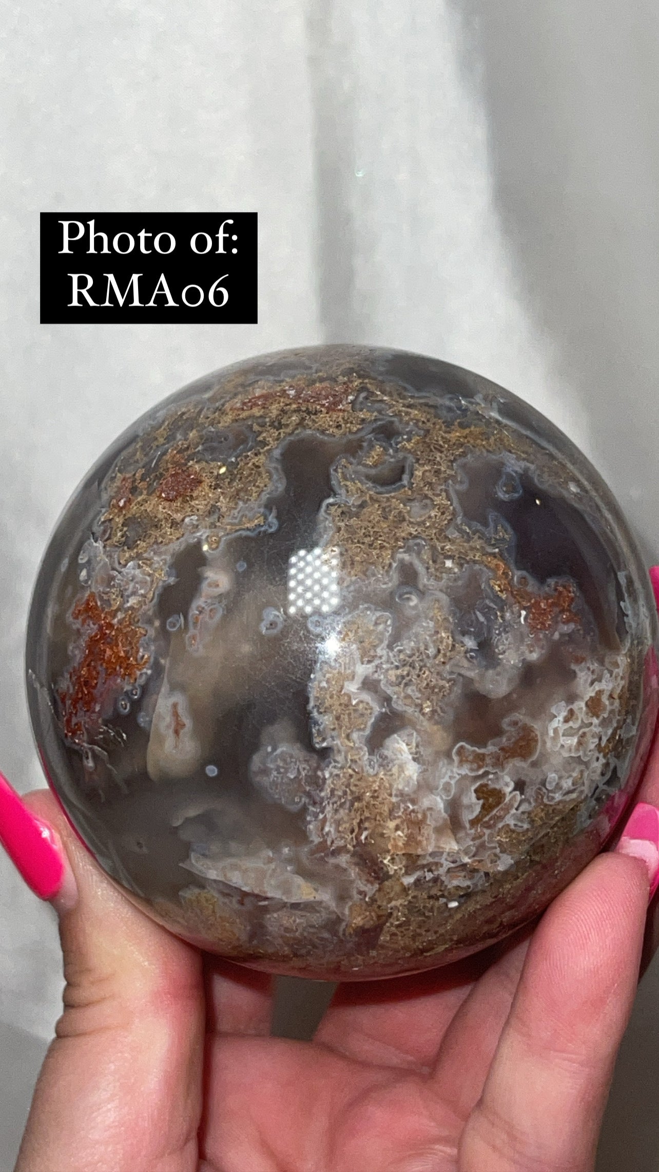 Rare Red Moss Agate Orca Agate Large Sphere