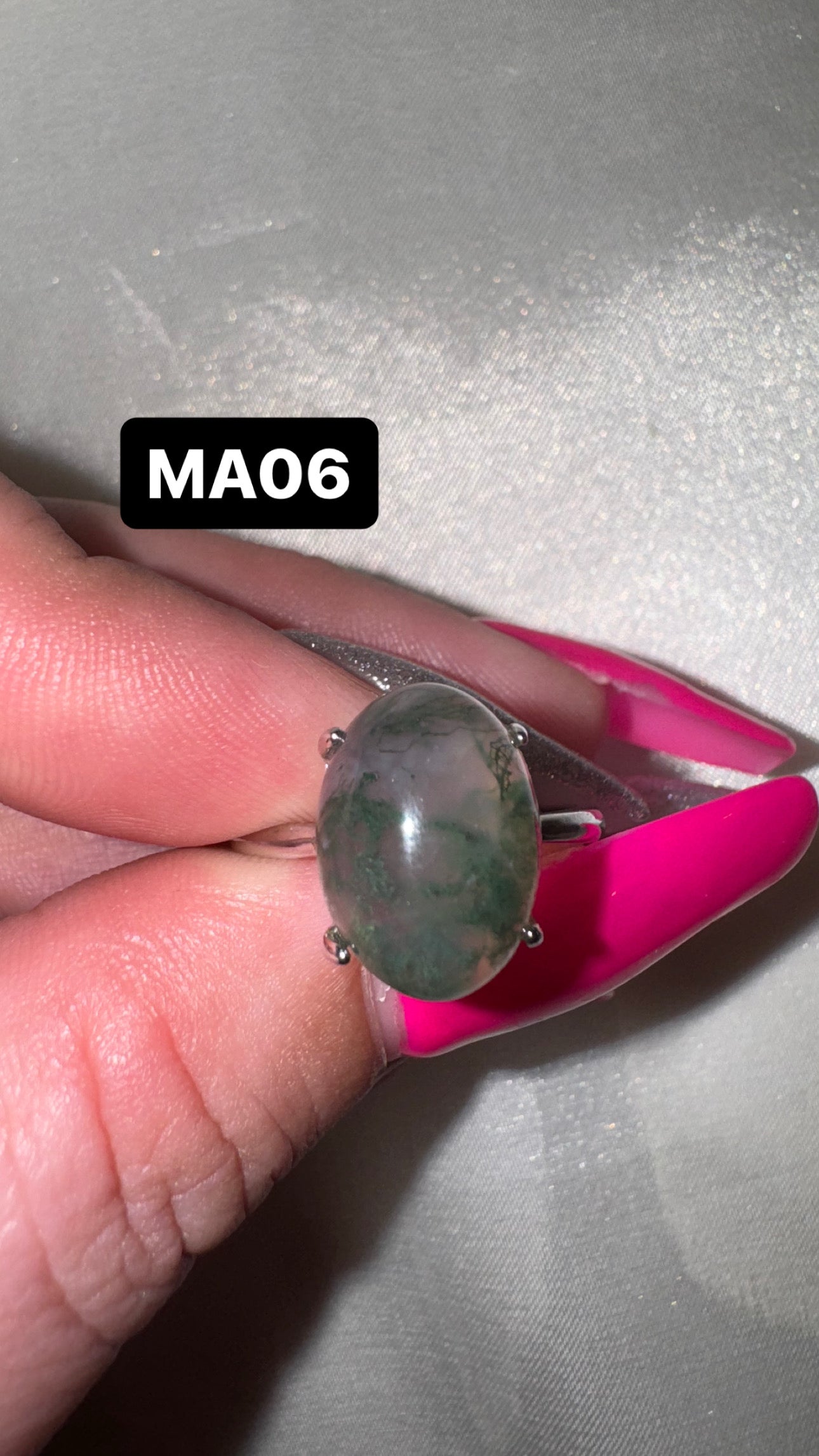 Moss Agate Adjustable Ring