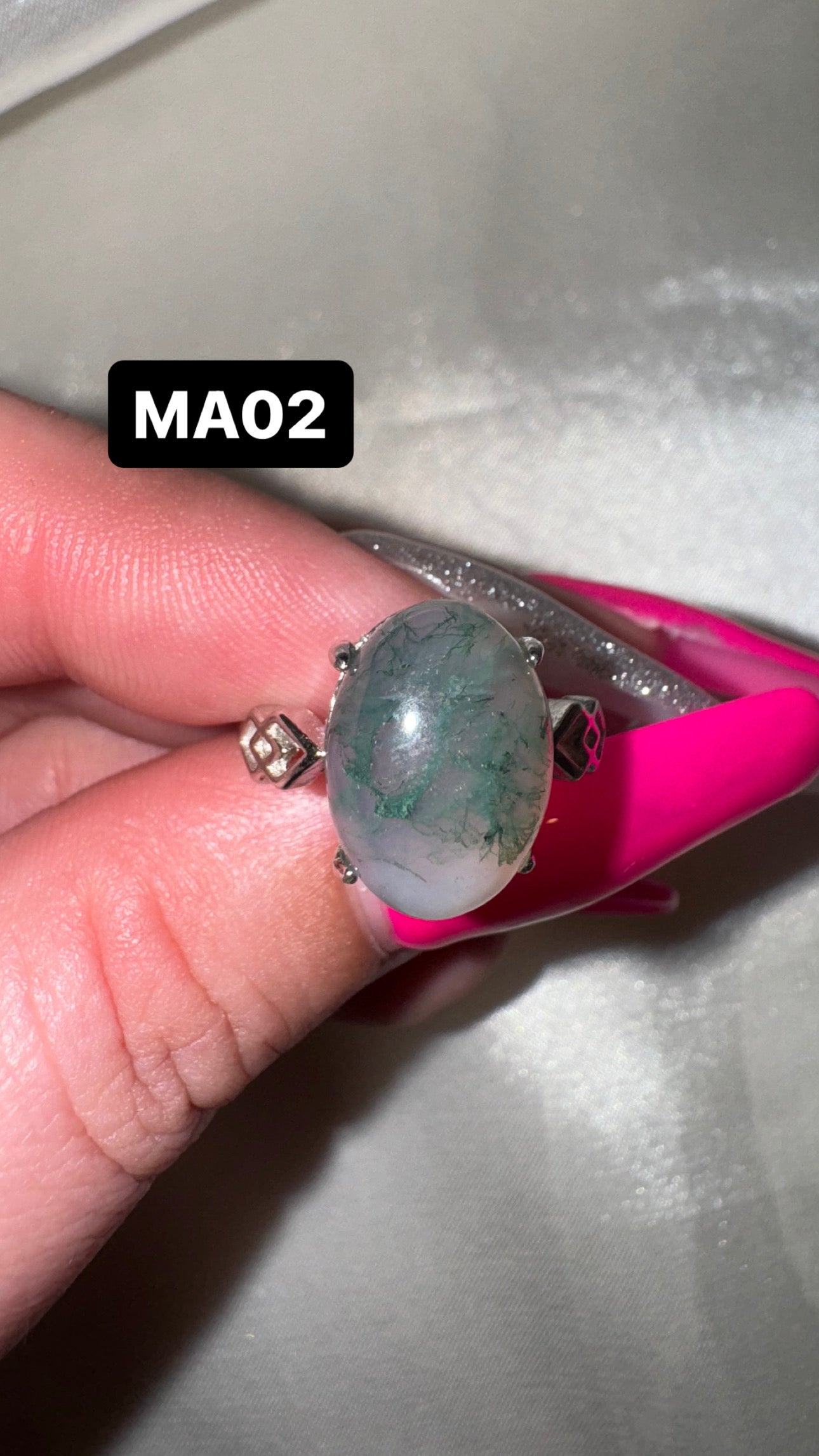 Moss Agate Adjustable Ring