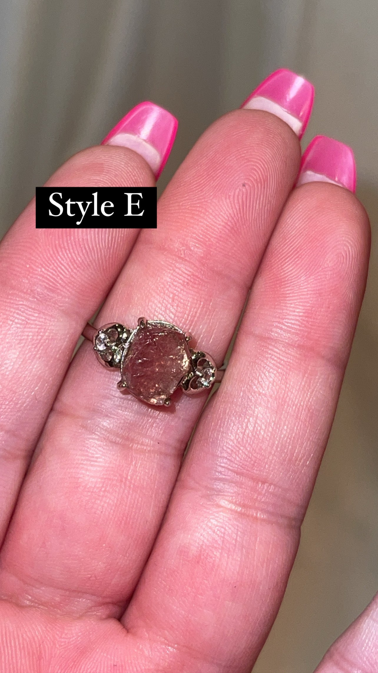 Pink Tourmaline Raw Adjustable Ring