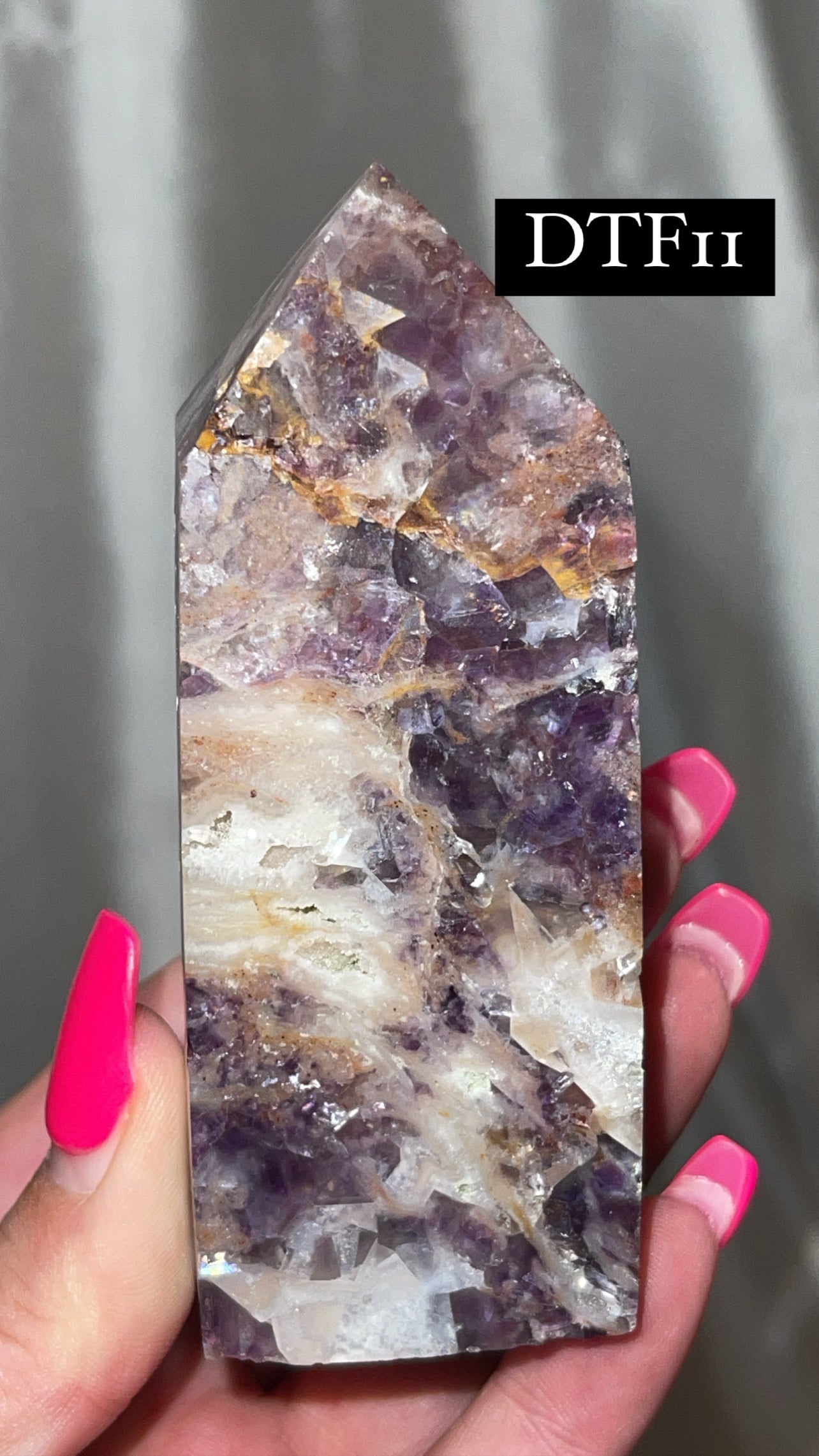 Druzy Sphalerite with Pink & Purple Fluorite Tower