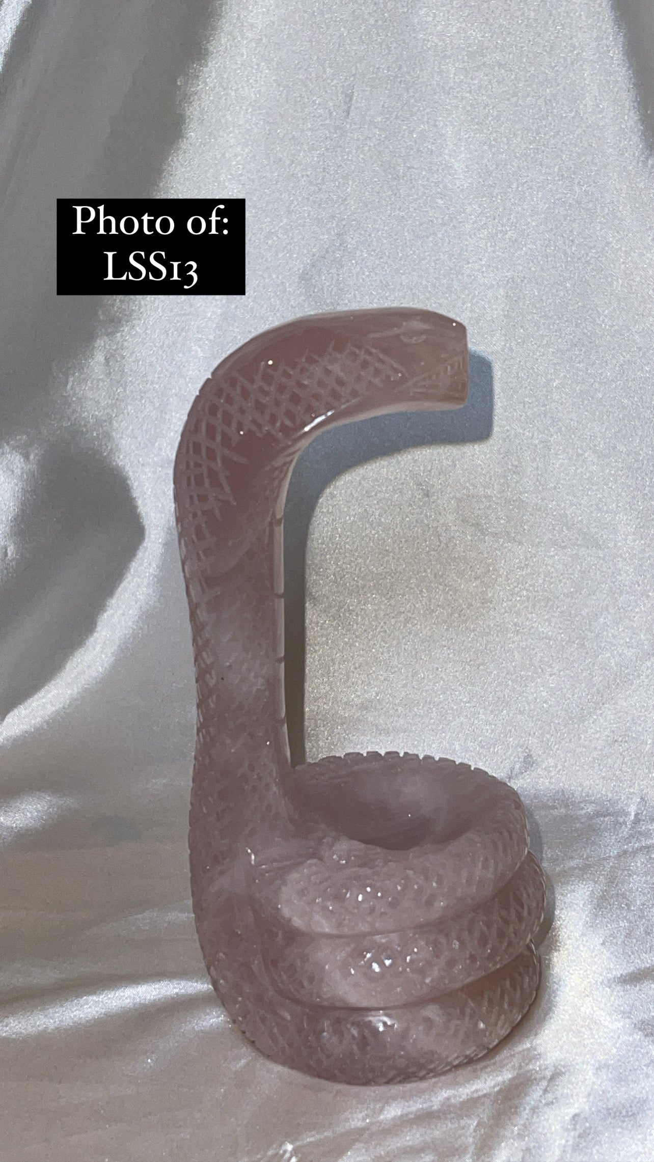 Rose Quartz Large Snake Sphere Holder Carving