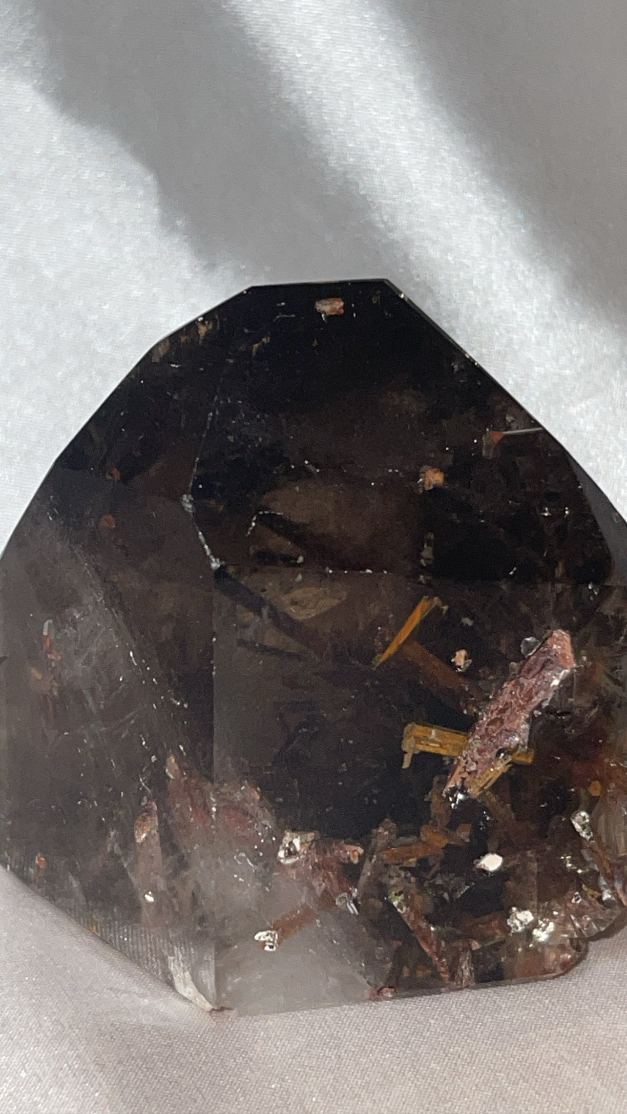 Rare Red Epidote Smoky Quartz AAA Large Polished Point