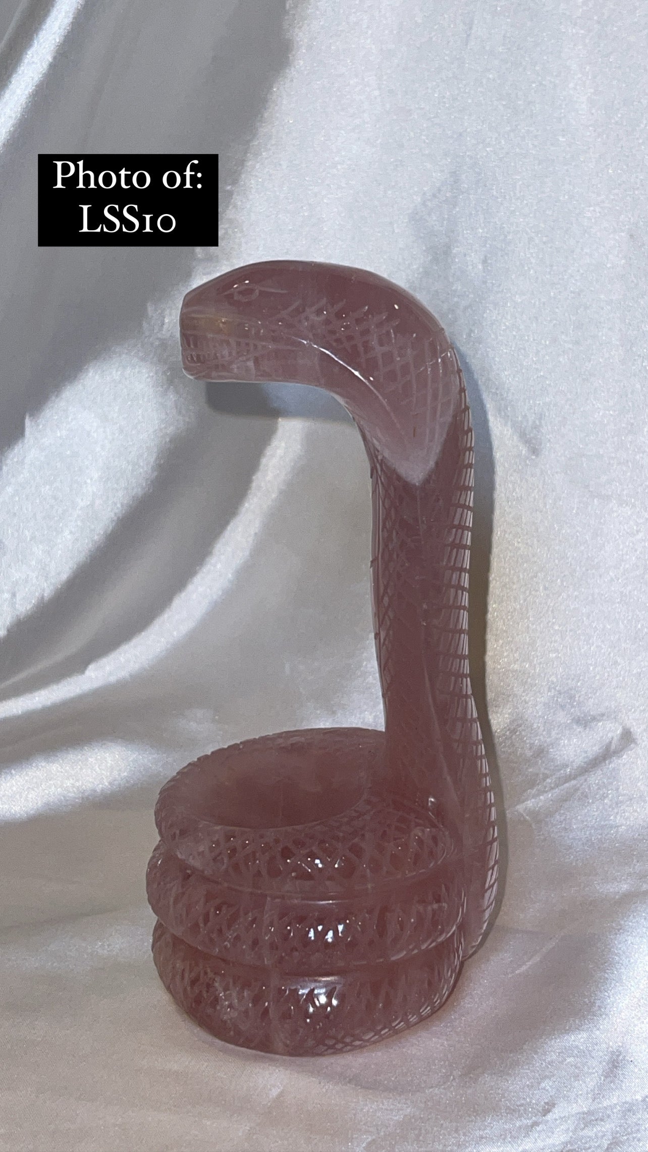 Rose Quartz Large Snake Sphere Holder Carving