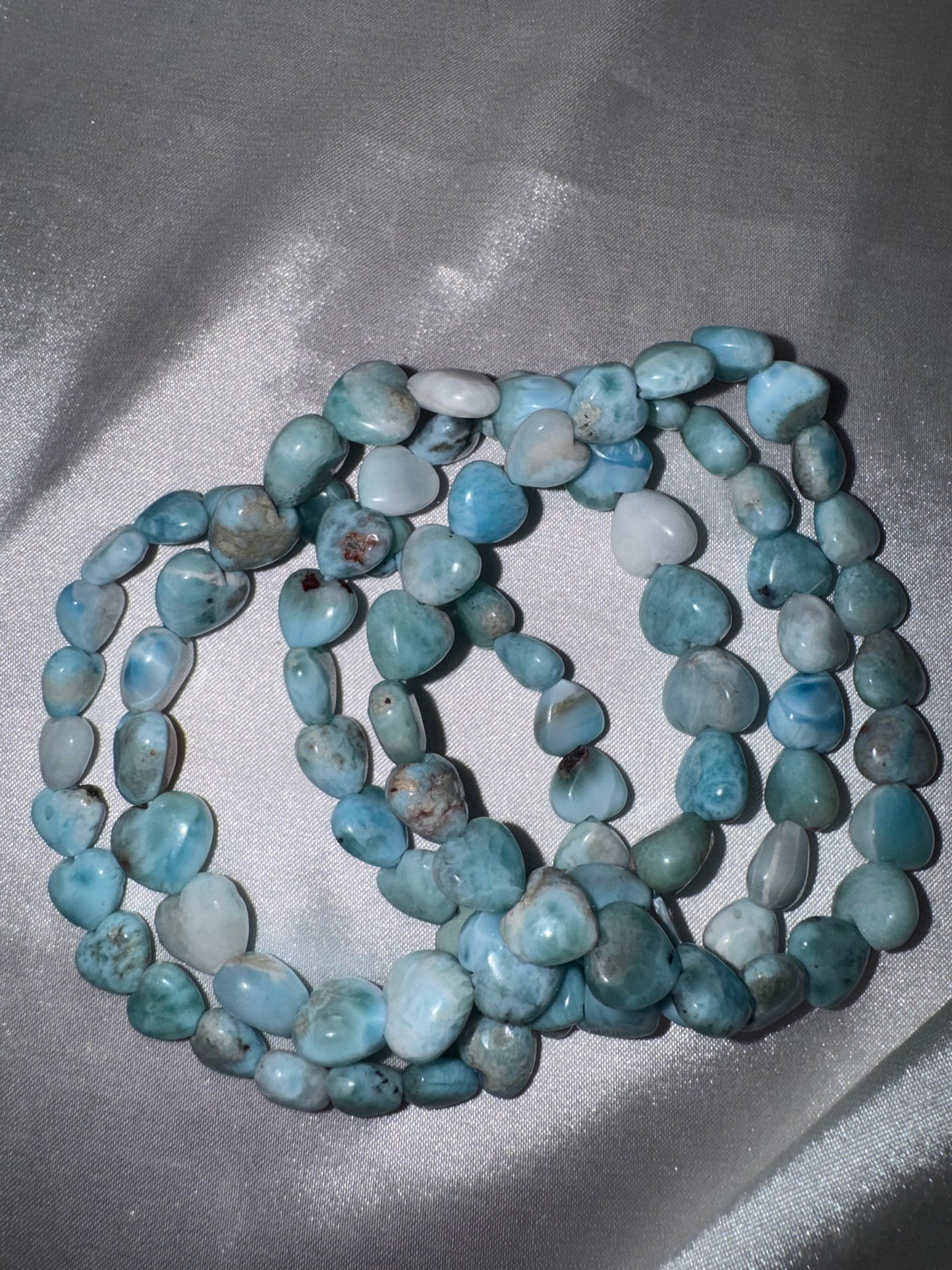 Larimar AA 8mm Heart Bracelet