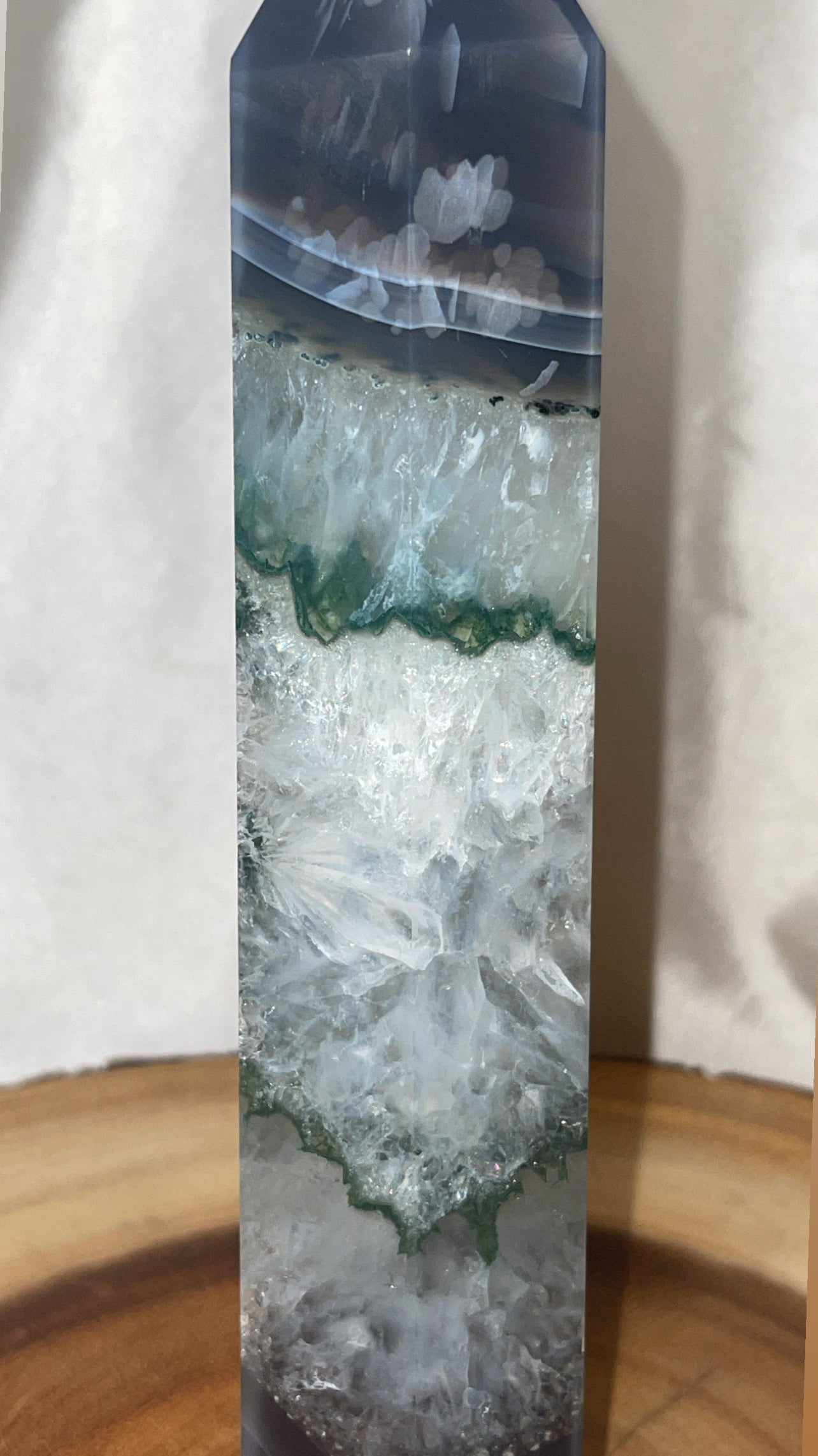 Chlorite Quartz with Banded Agate Large Tower