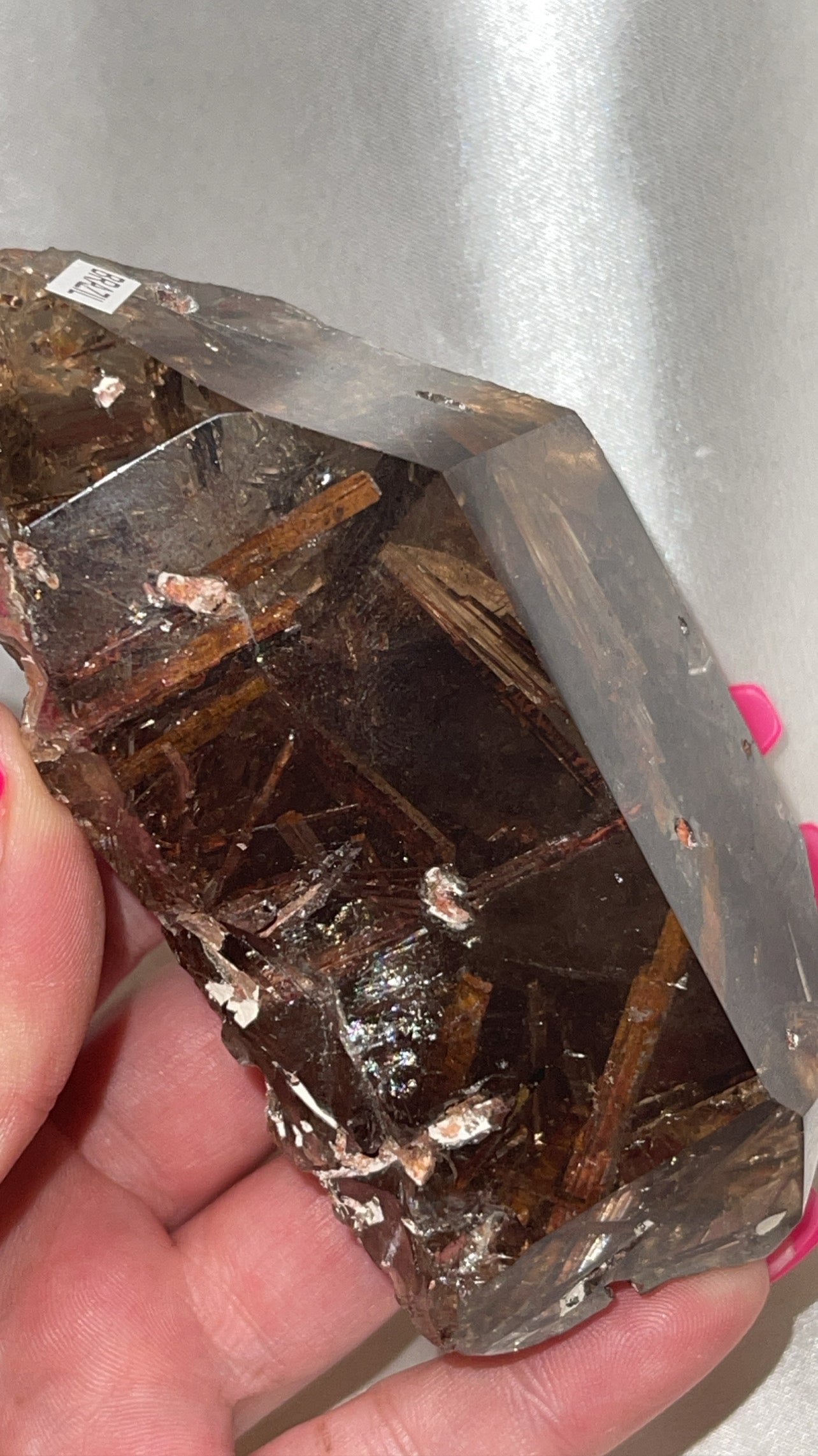 Rare Red Epidote Smoky Quartz AAA Large Semi-Polished Double Terminated Point