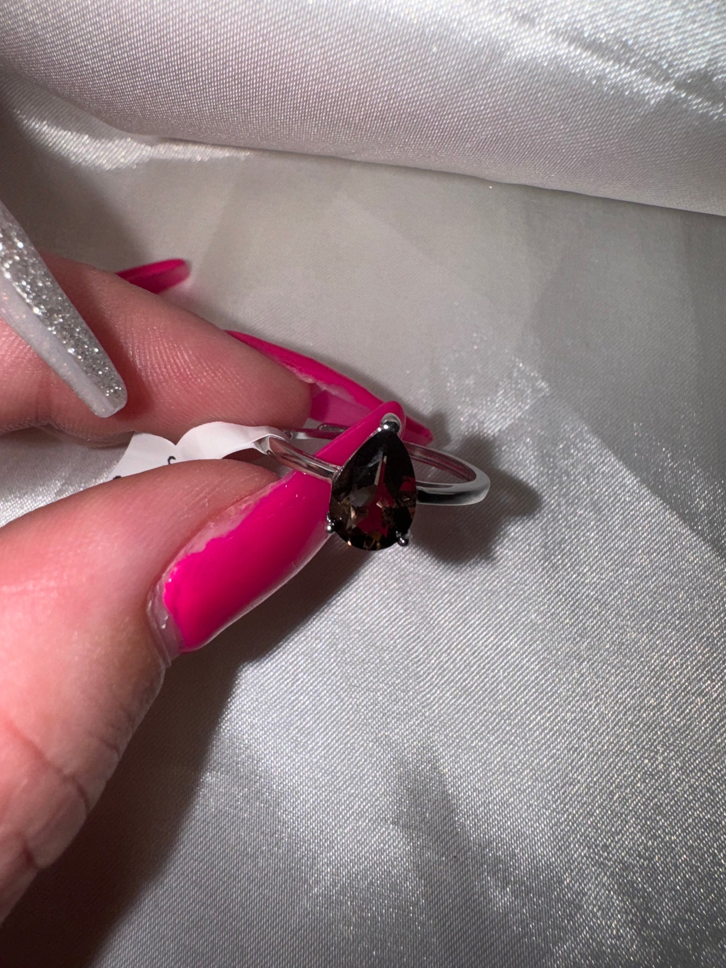 Smoky Quartz AAA Faceted 925 Sterling Silver Adjustable Ring