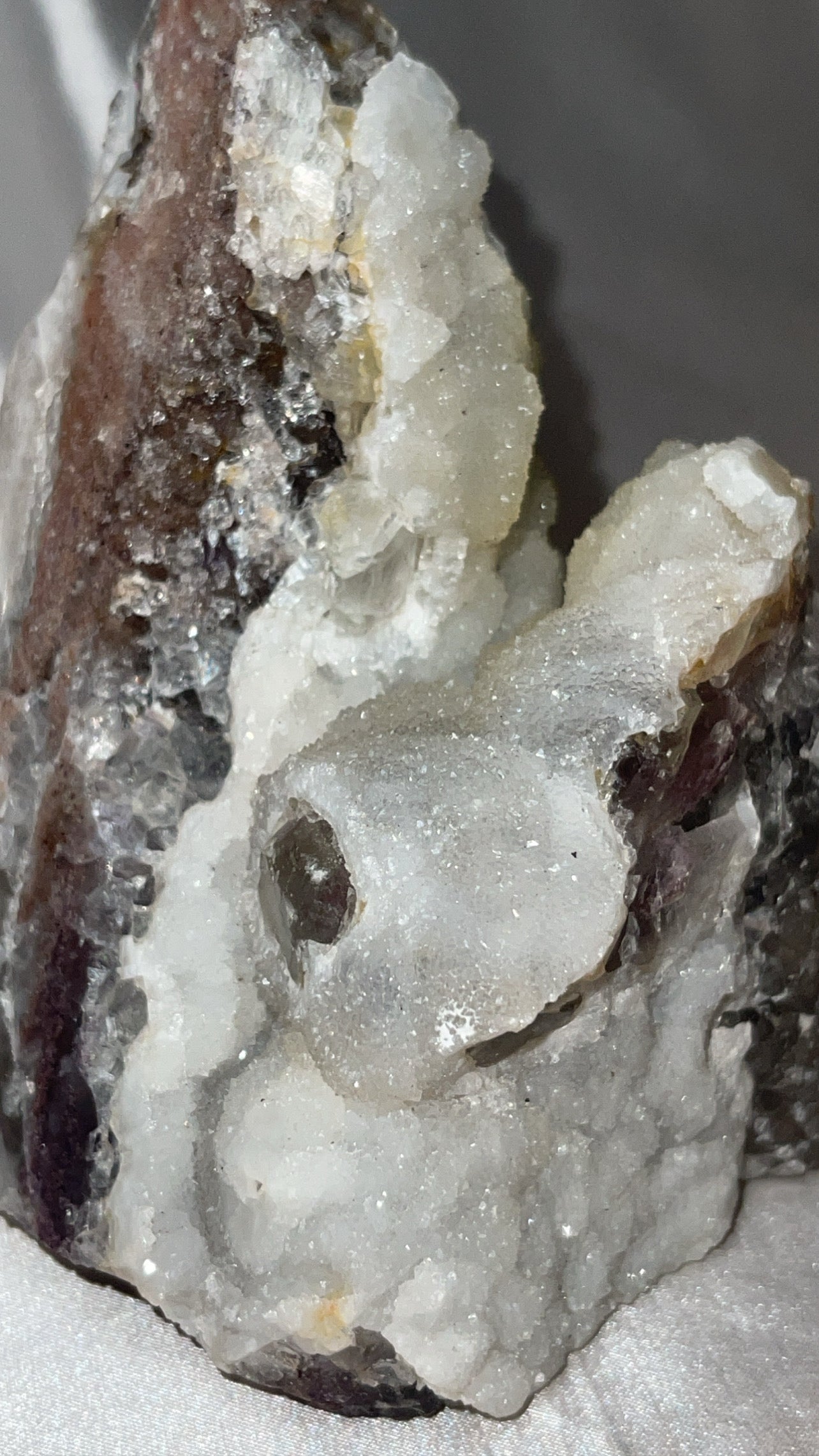 Druzy Sphalerite with Pink & Purple Fluorite XL Tower