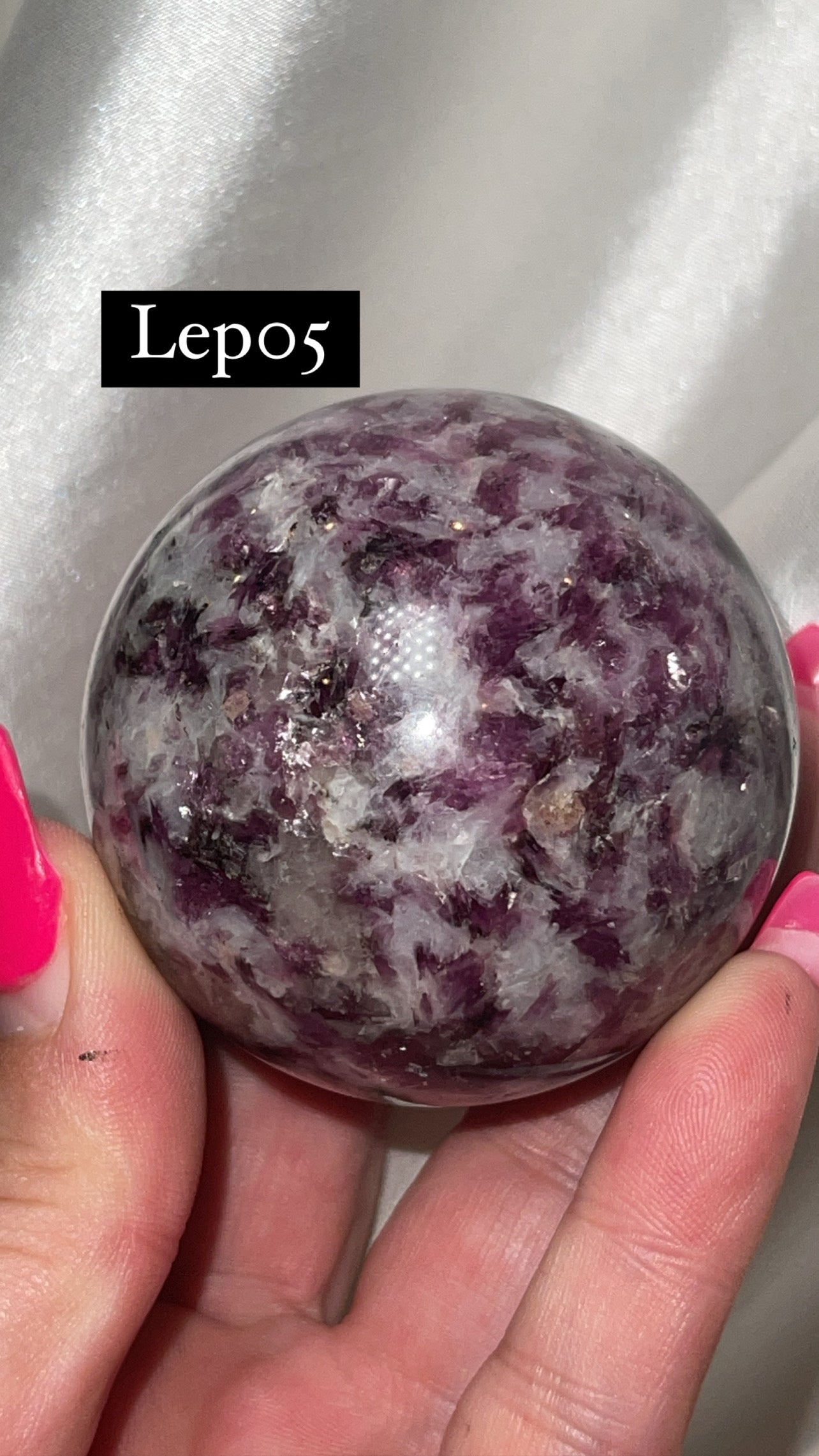 Mica Lepidolite Sphere with Pink Metal Stand
