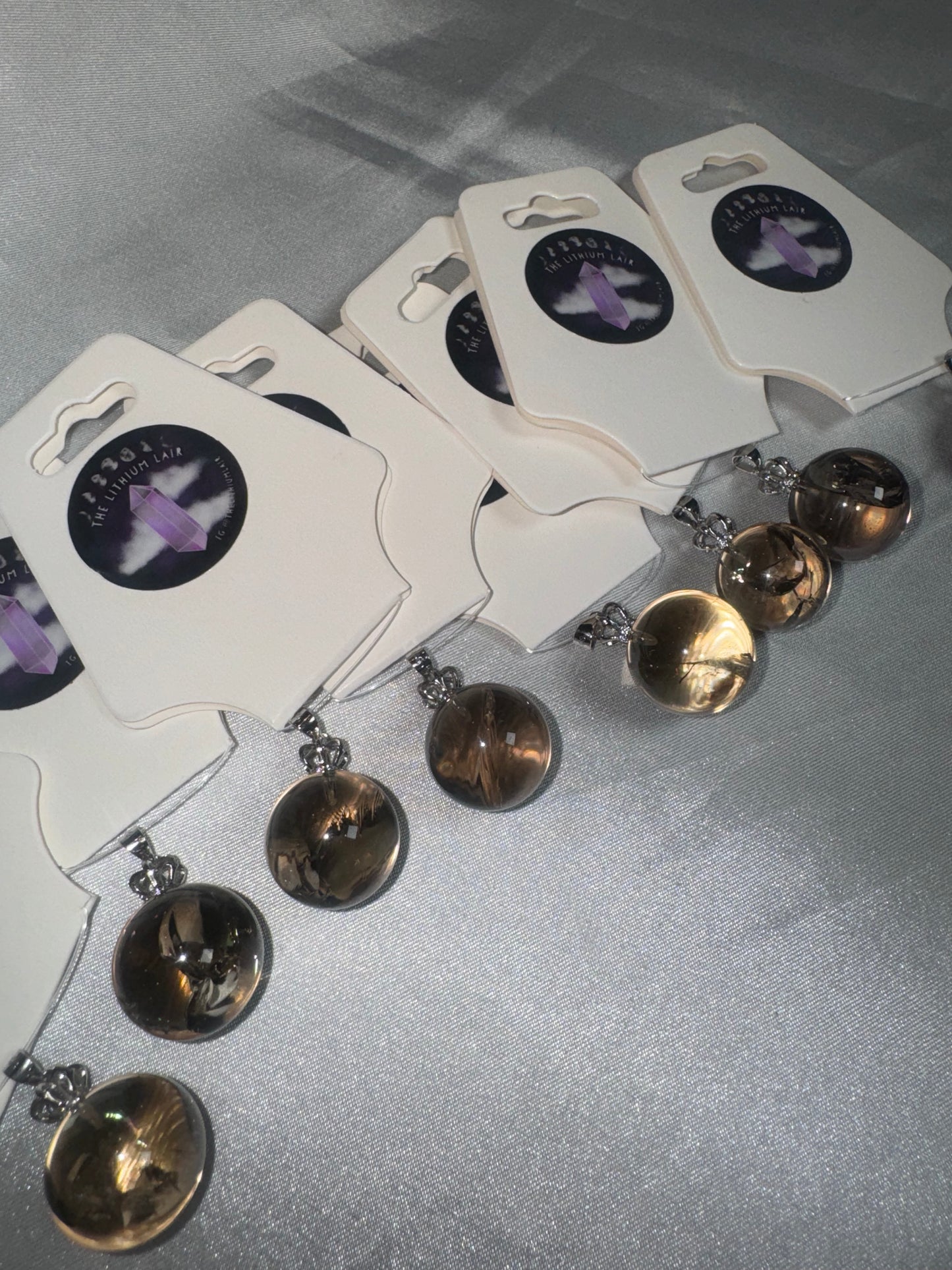 Smoky Quartz Rainbow Sphere 925 sterling silver pendant