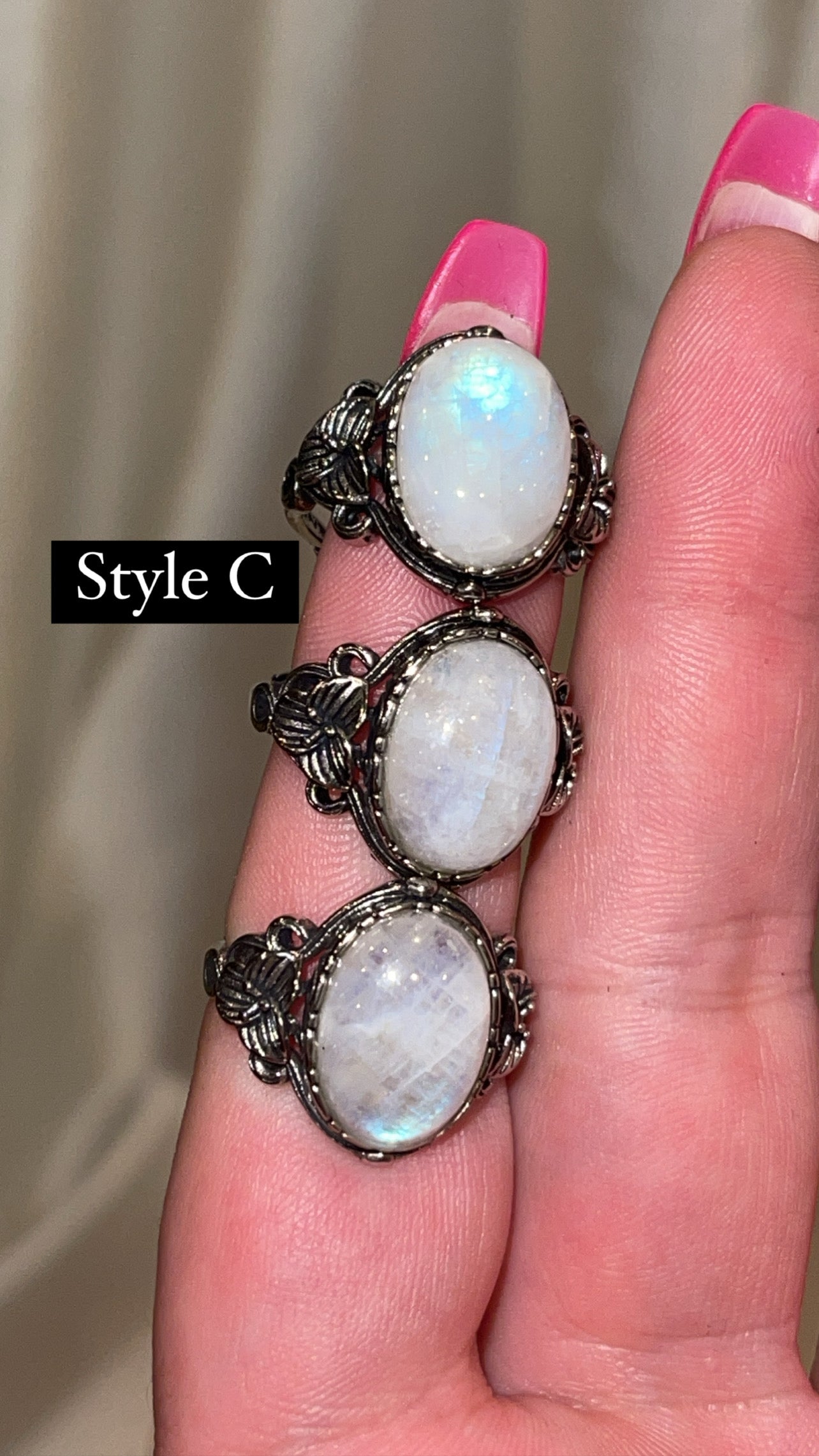 Rainbow Moonstone AAA Adjustable Ring