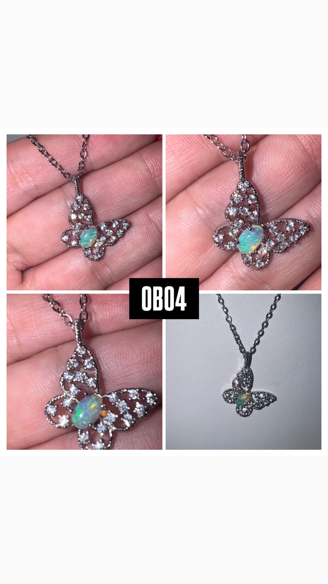 Welo Opal Butterfly with Moissanite Pendant