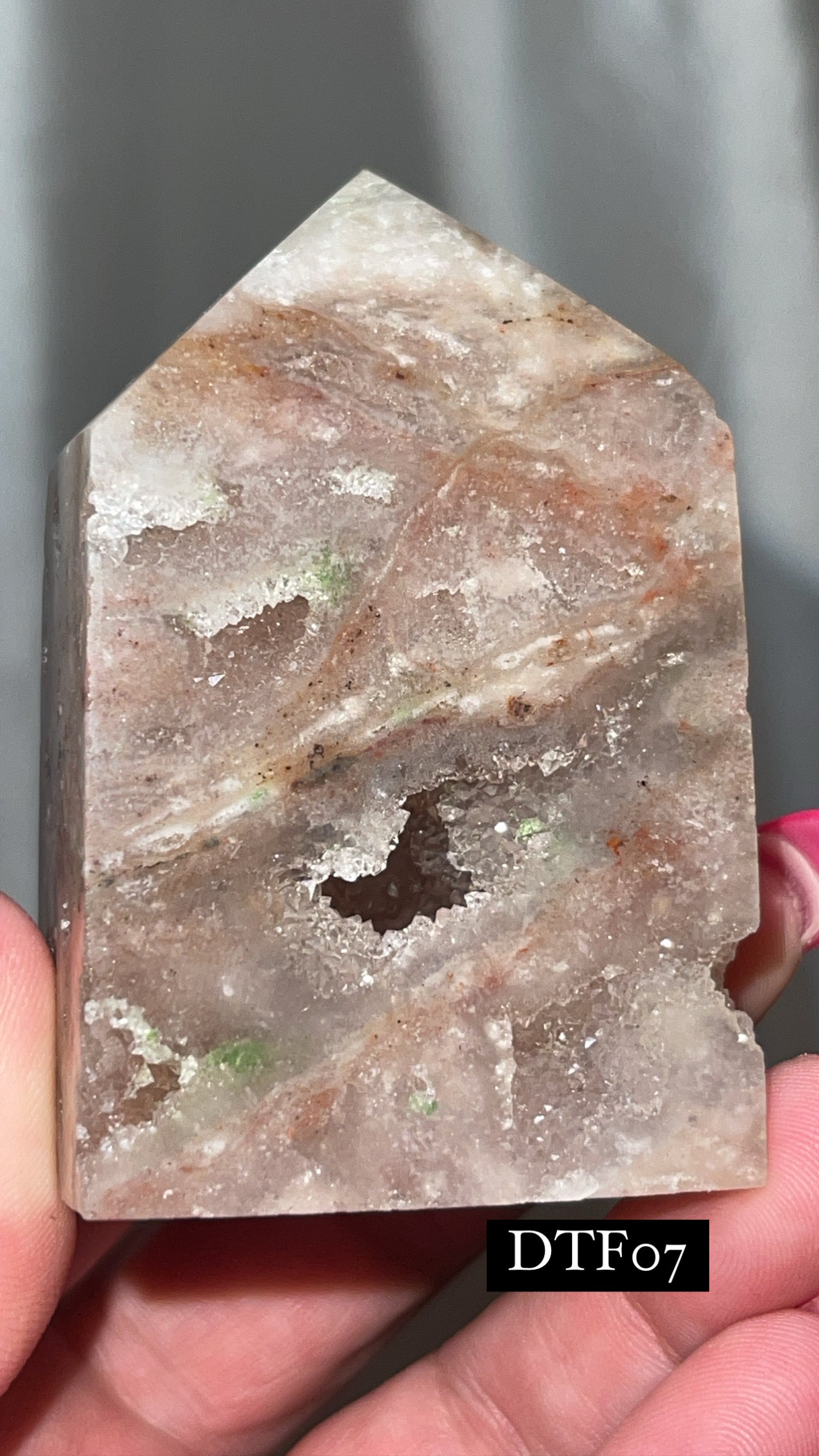 Druzy Sphalerite with Pink & Purple Fluorite Tower
