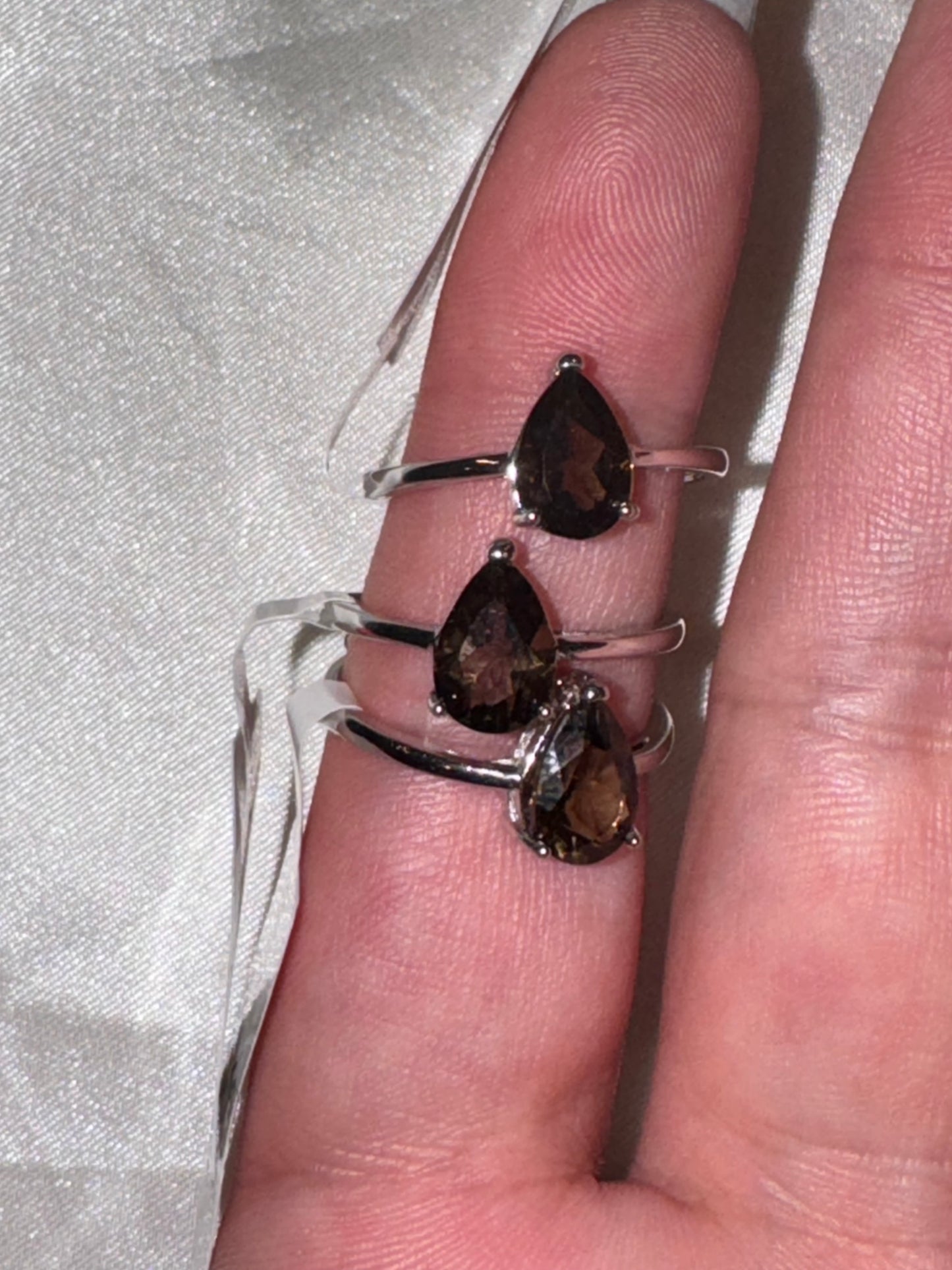 Smoky Quartz AAA Faceted 925 Sterling Silver Adjustable Ring