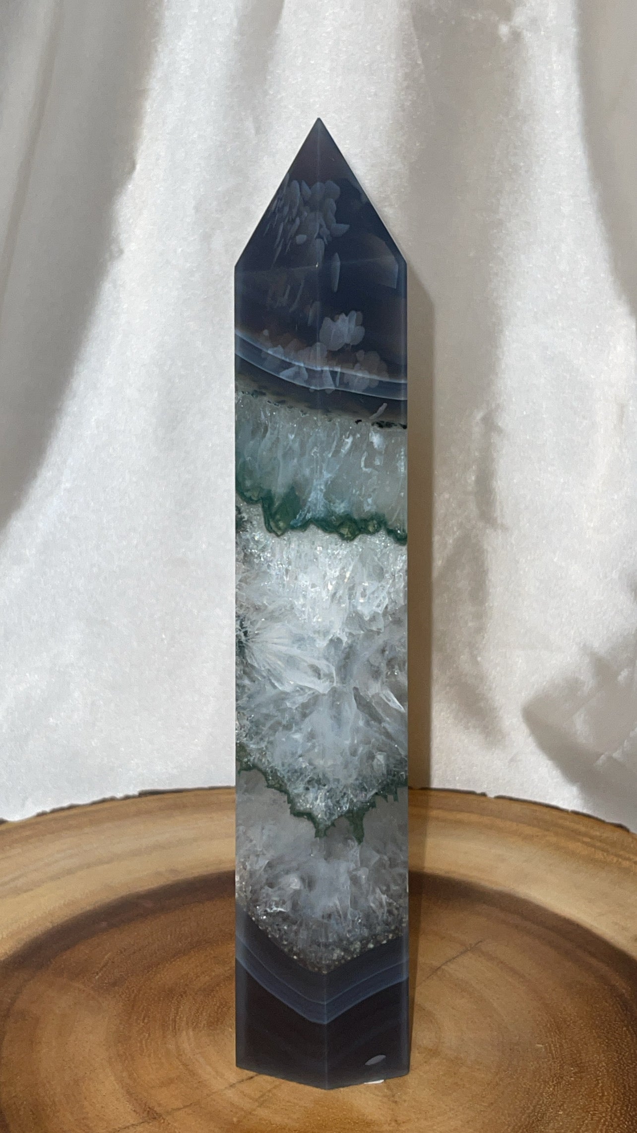 Chlorite Quartz with Banded Agate Large Tower