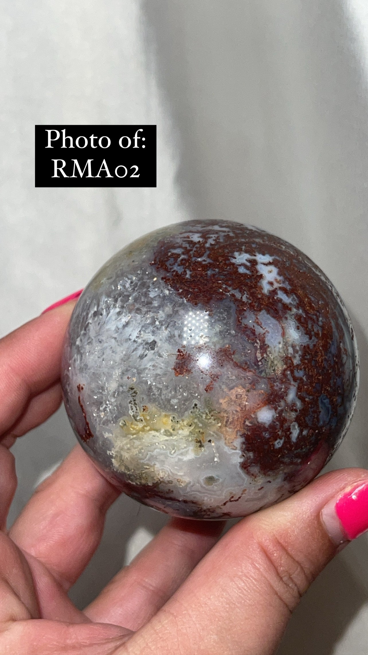 Rare Red Moss Agate Orca Agate Large Sphere
