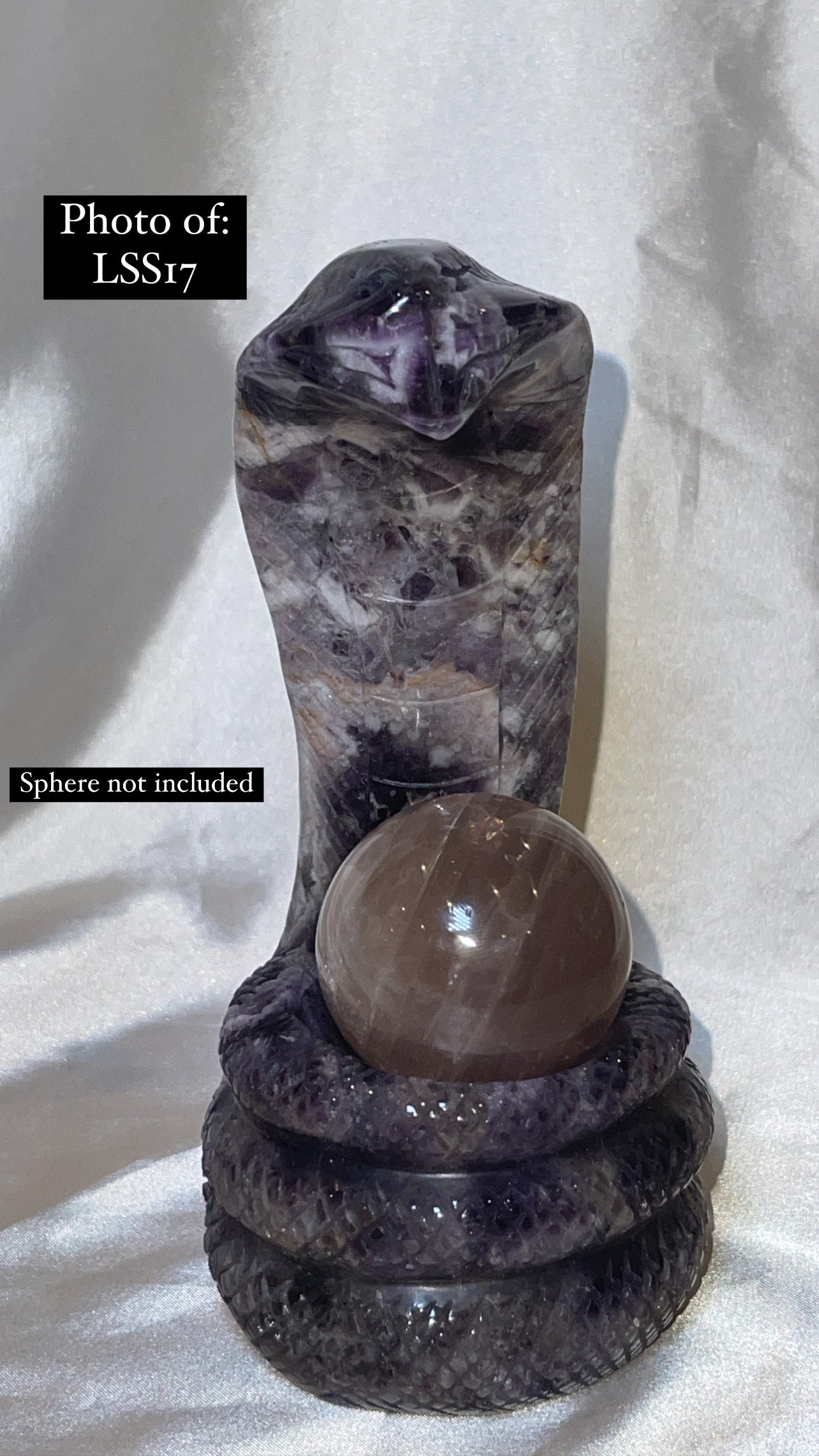 Dream Amethyst Large Snake Sphere Holder Carving