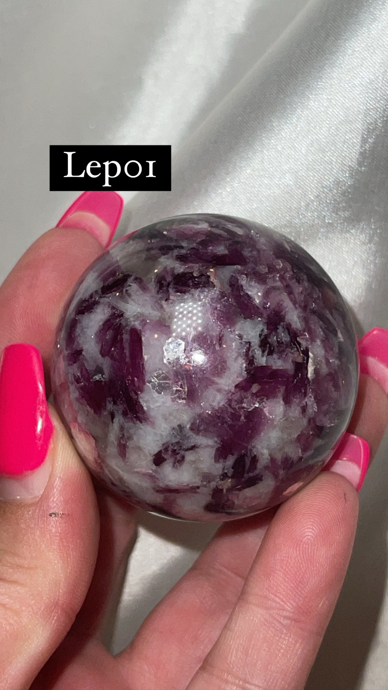 Mica Lepidolite Sphere with Pink Metal Stand