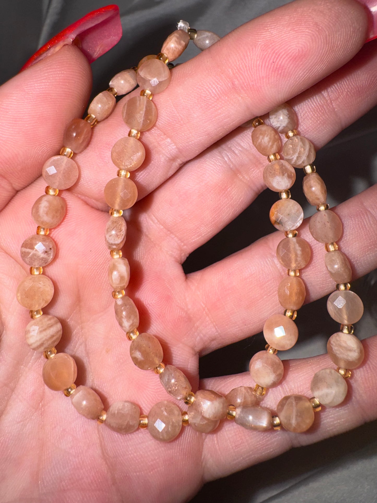 Peach Sunstone Moonstone AAA 6mm Faceted Bracelet