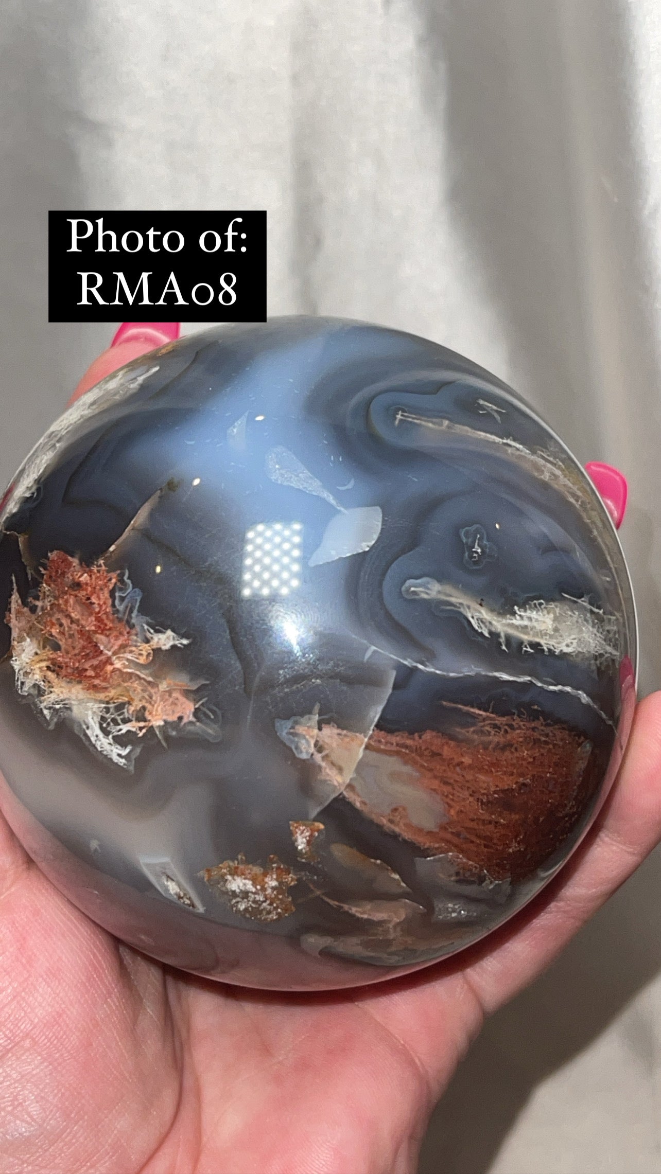 Rare Red Moss Agate Orca Agate Large Sphere