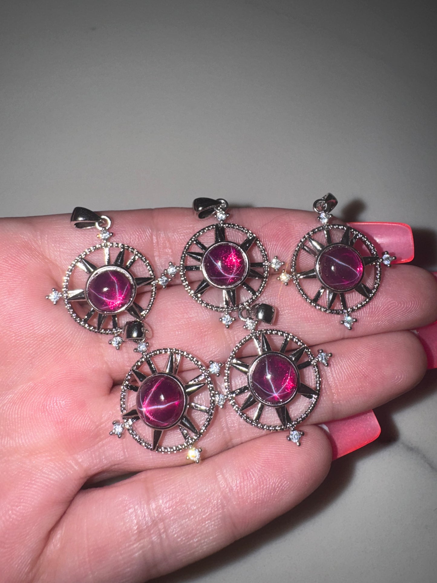 Star Ruby AAA 925 Sterling Silver Spinning Pendant