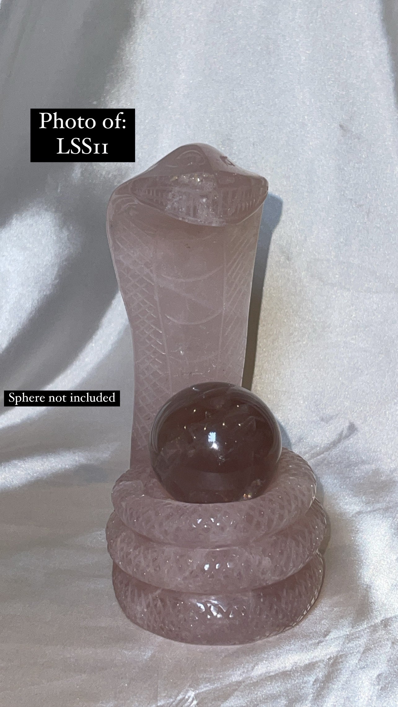 Rose Quartz Large Snake Sphere Holder Carving