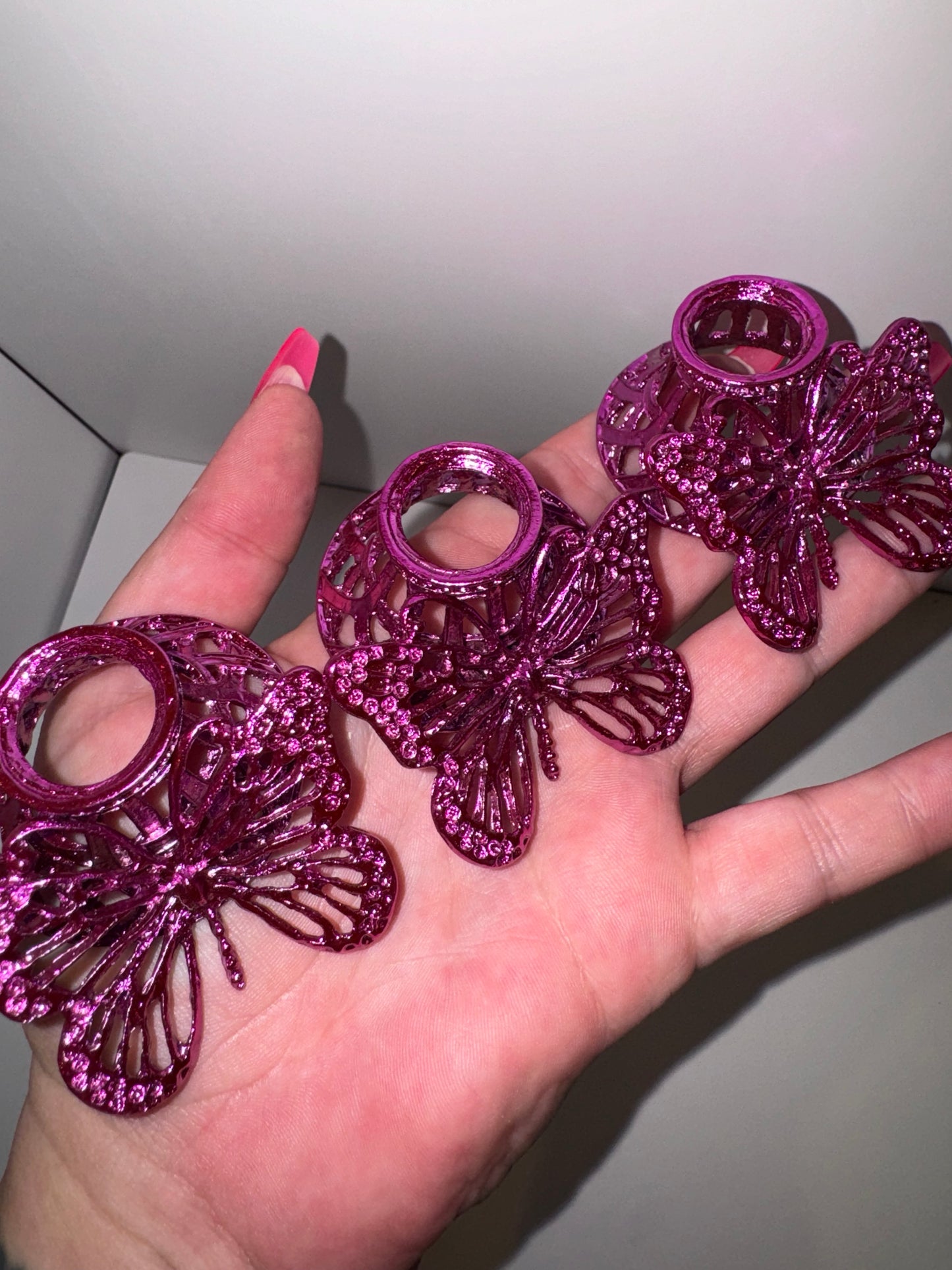 Pink Metal Butterfly Sphere stands