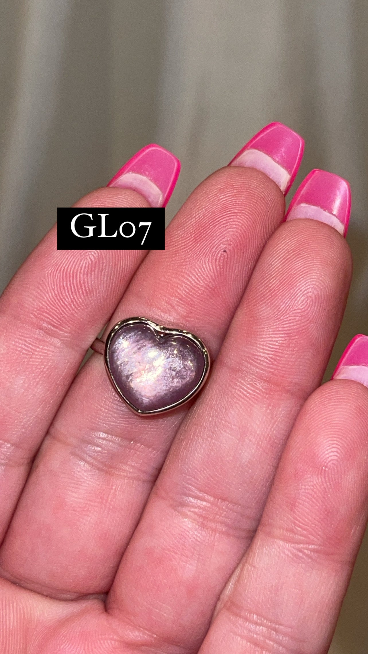 Gem Lepidolite 925 Sterling Silver Adjustable Heart Ring (Choose Your Own)