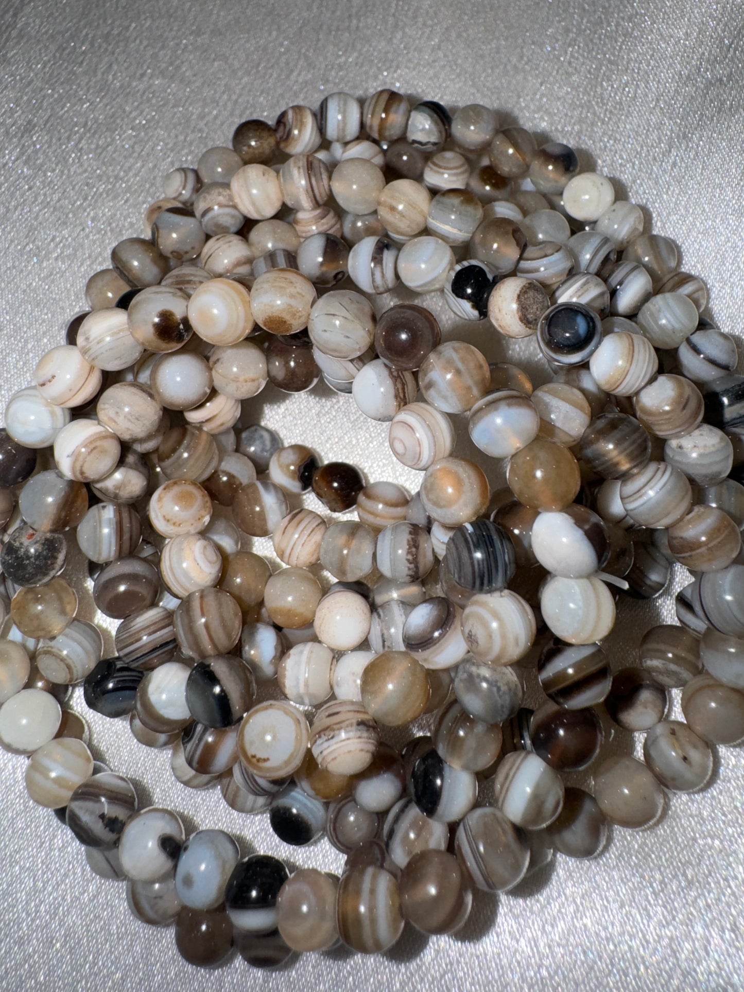 Black Banded Agate 6mm Bracelet