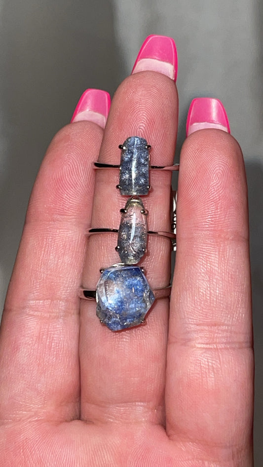 Dumortierite Quartz Rare 925 Sterling Silver Adjustable Ring (Choose Your Own)