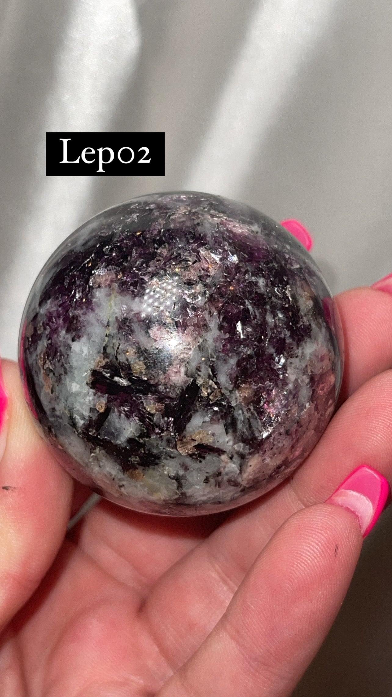 Mica Lepidolite Sphere with Pink Metal Stand