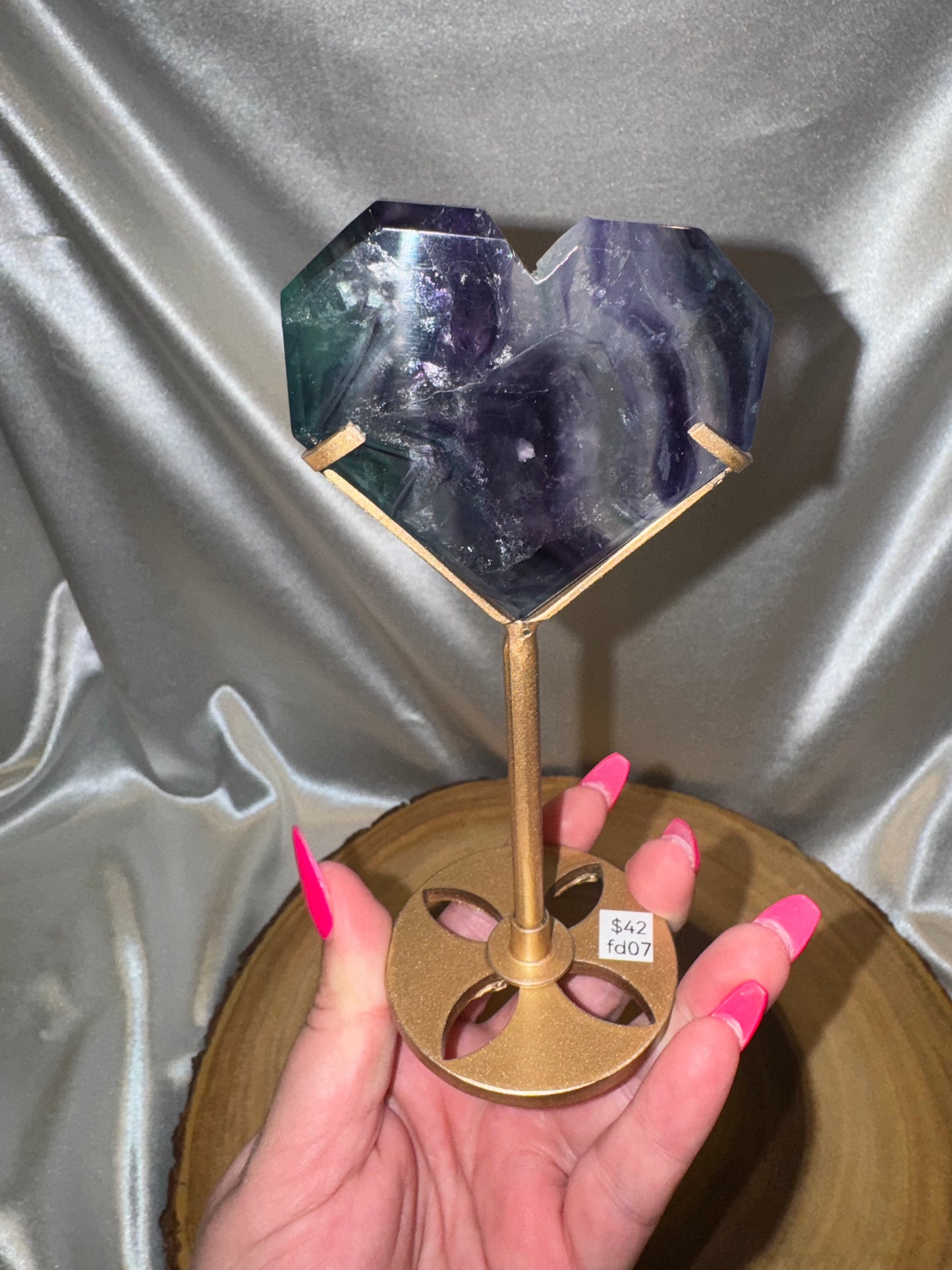 Fluorite Heart on Stands AAA