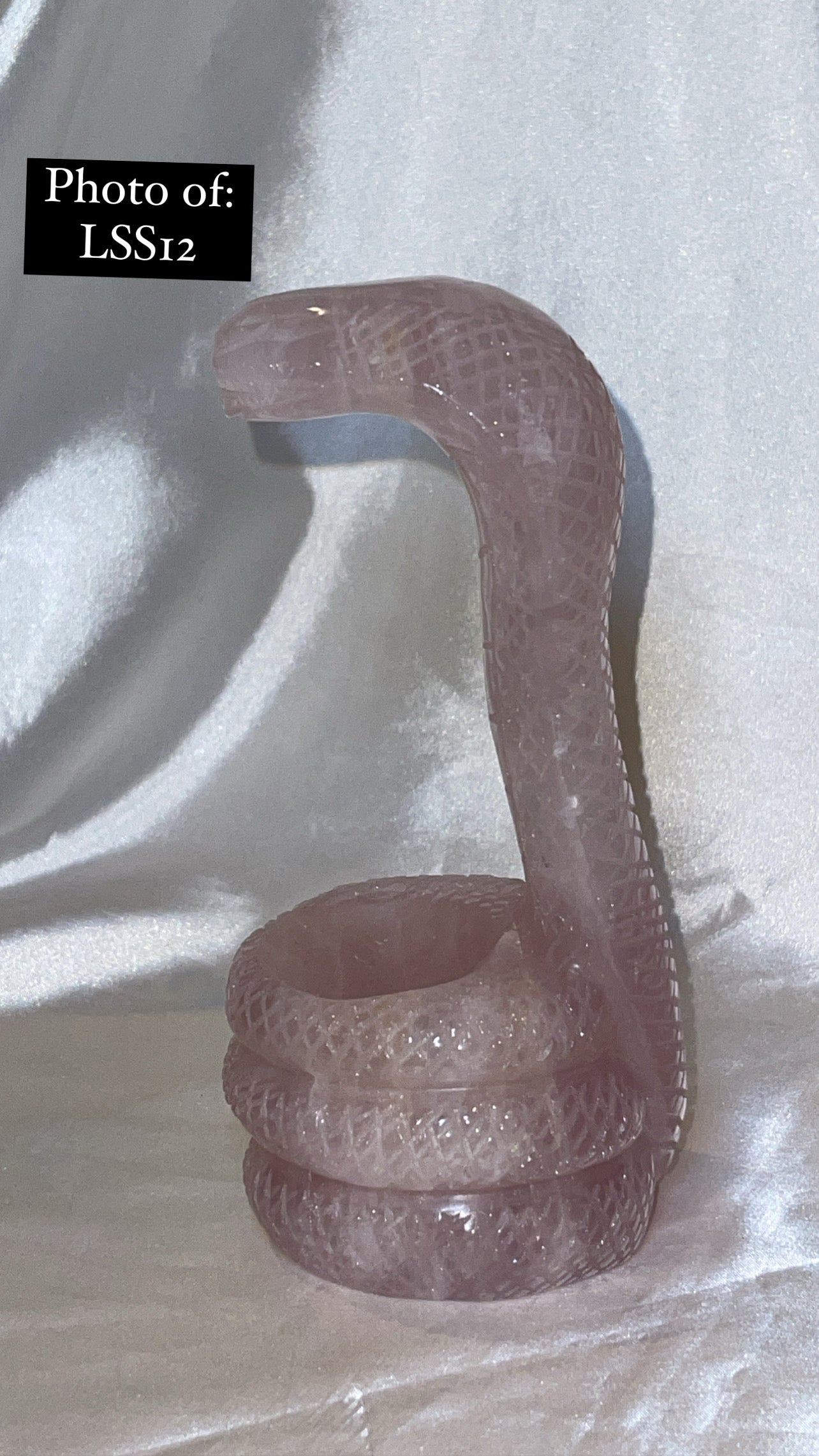 Rose Quartz Large Snake Sphere Holder Carving