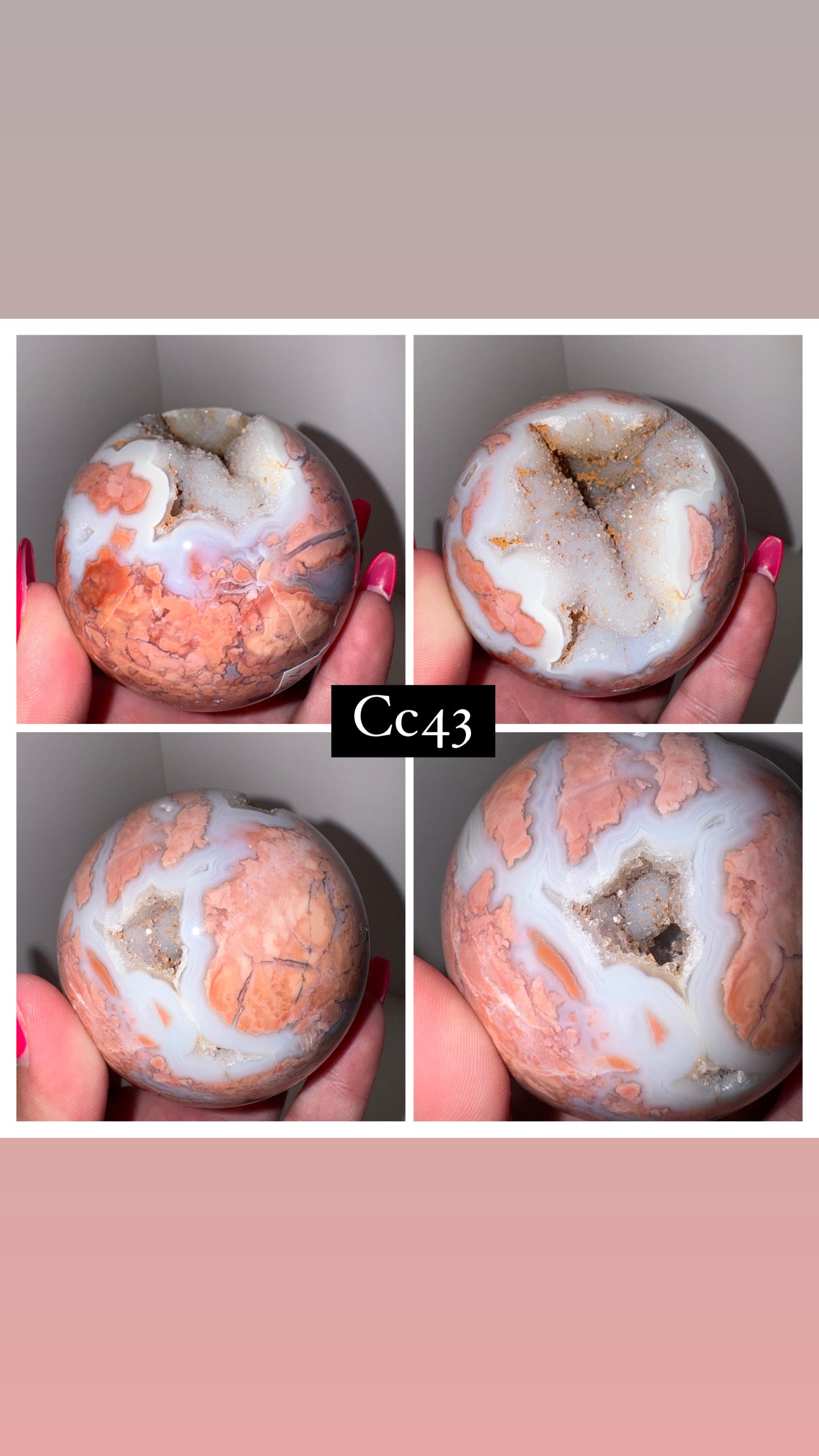 Pink “Cotton Candy” Agate Sphere