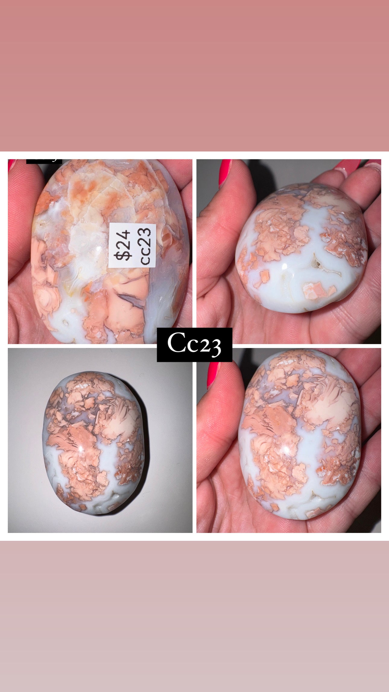 Pink “Cotton Candy” Agate Palmstone