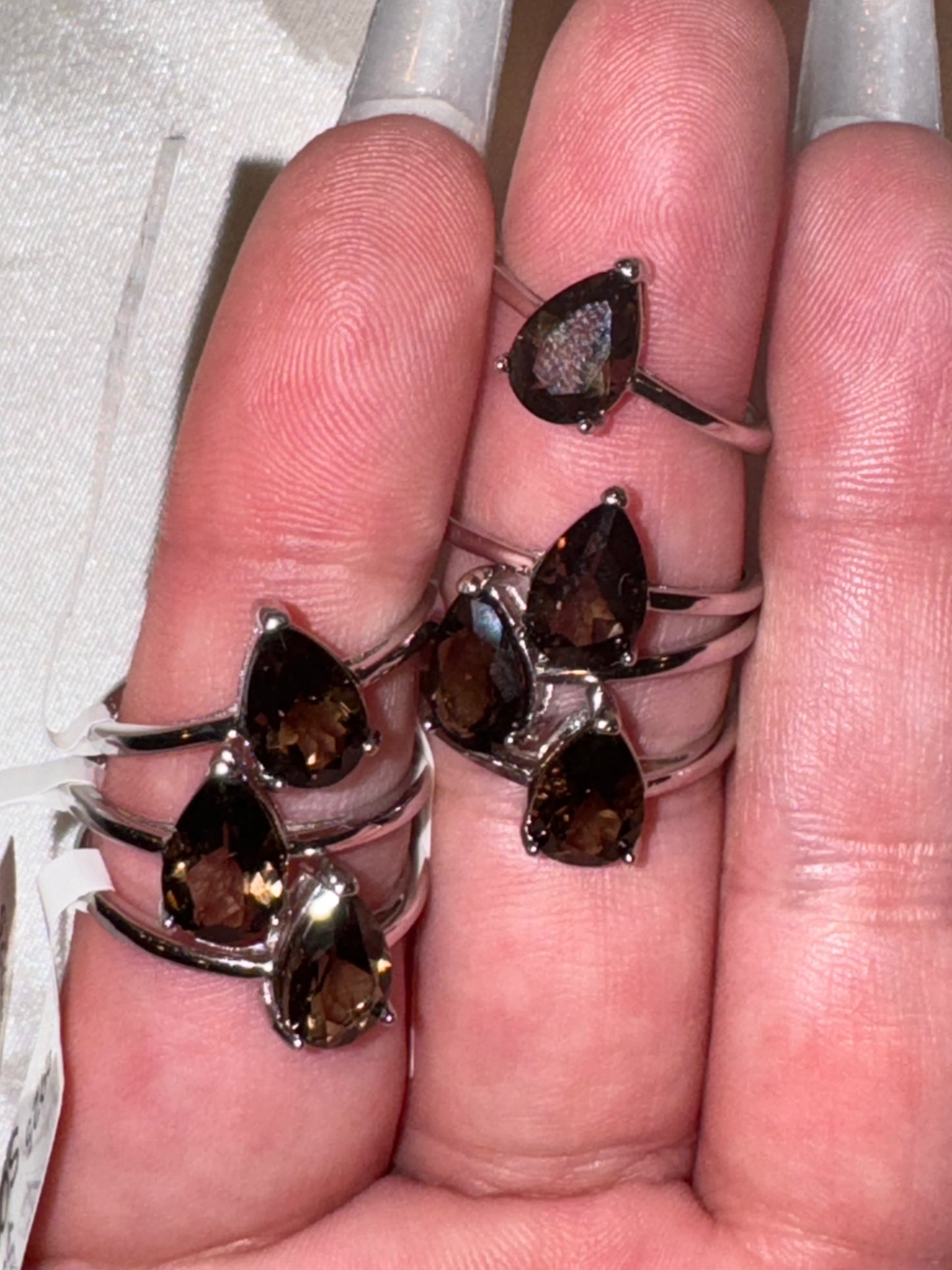 Smoky Quartz AAA Faceted 925 Sterling Silver Adjustable Ring