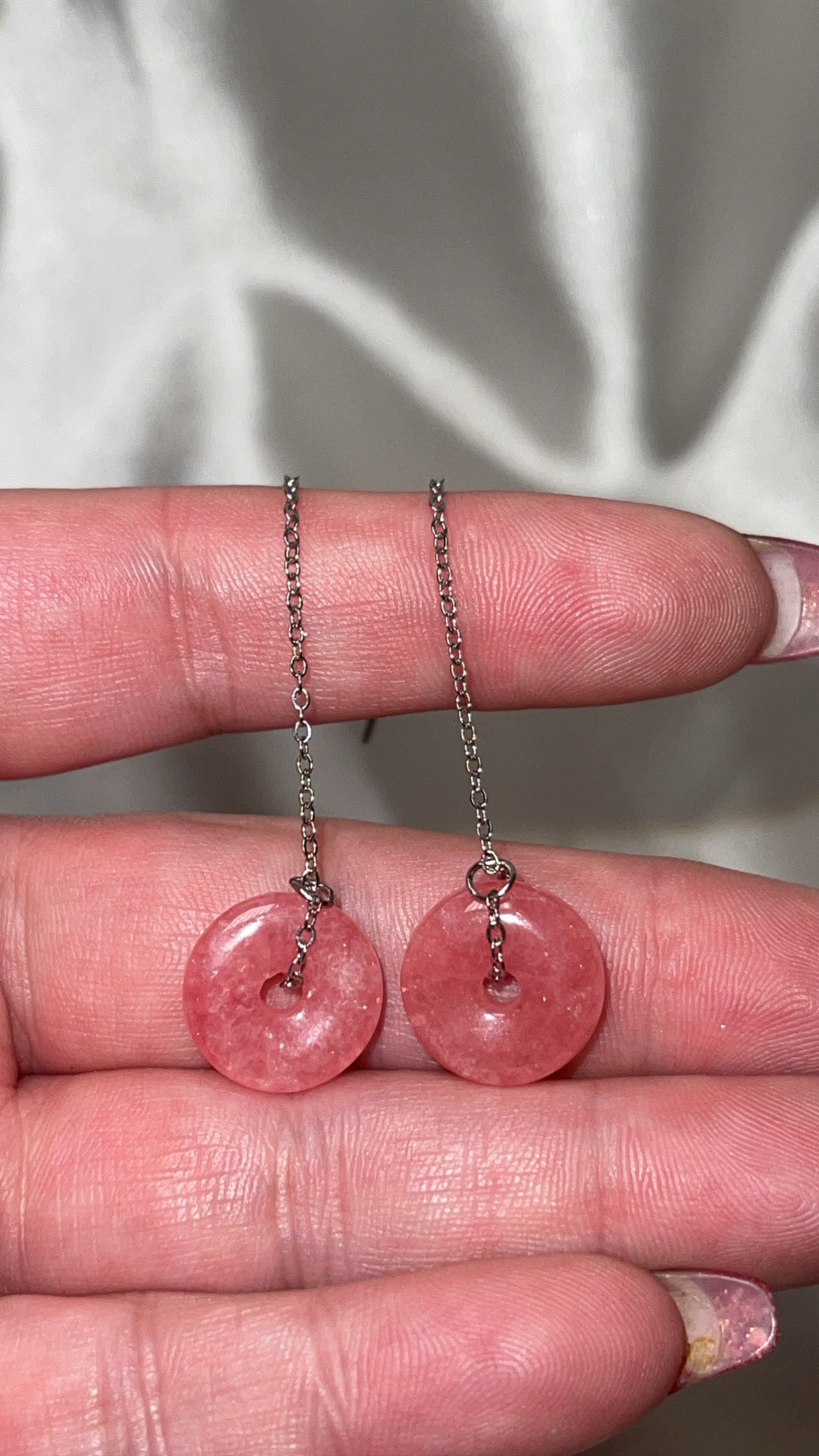 Crystal Donut Threader Earrings