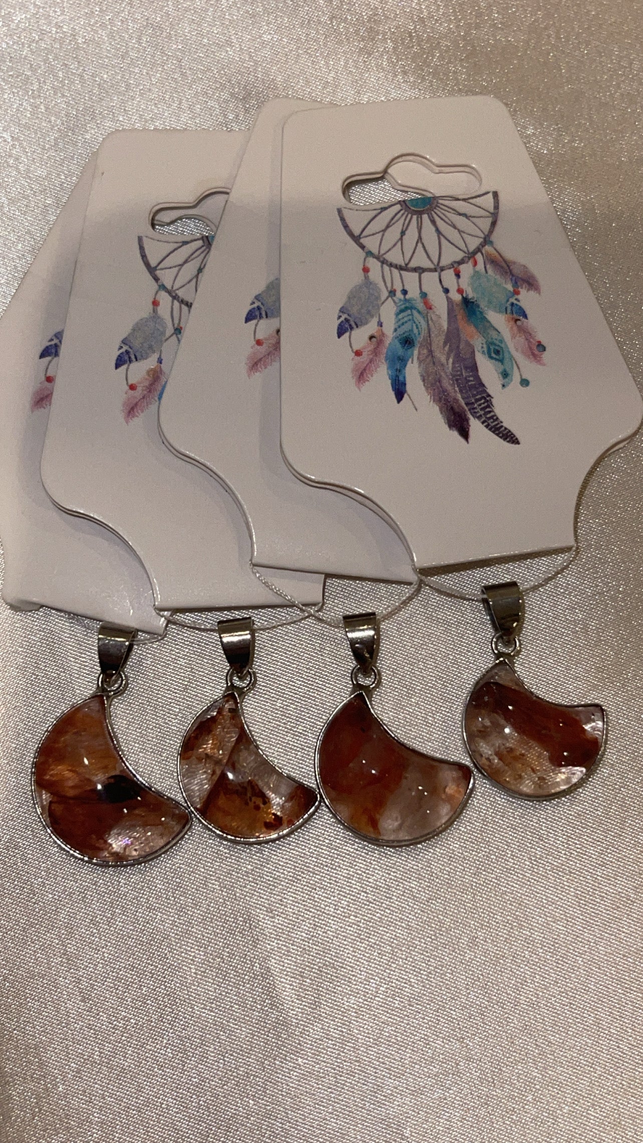 Fire Quartz Moon Pendant