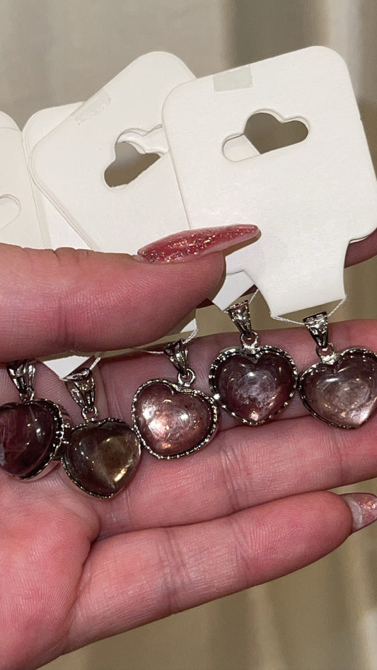 Gem Lepidolite Heart Pendant