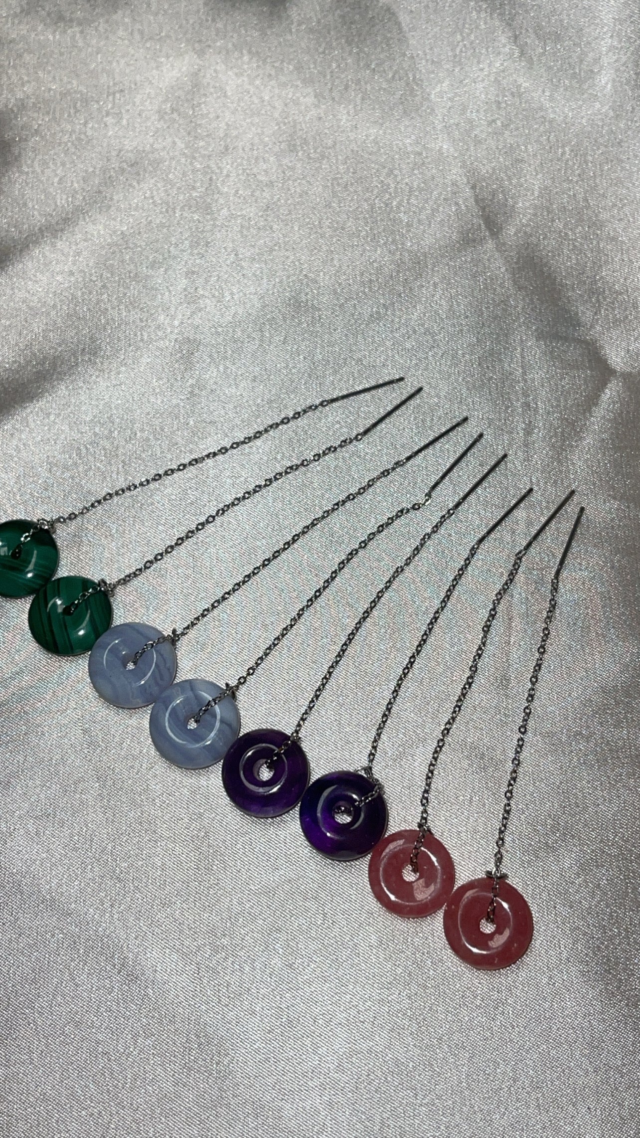 Crystal Donut Threader Earrings
