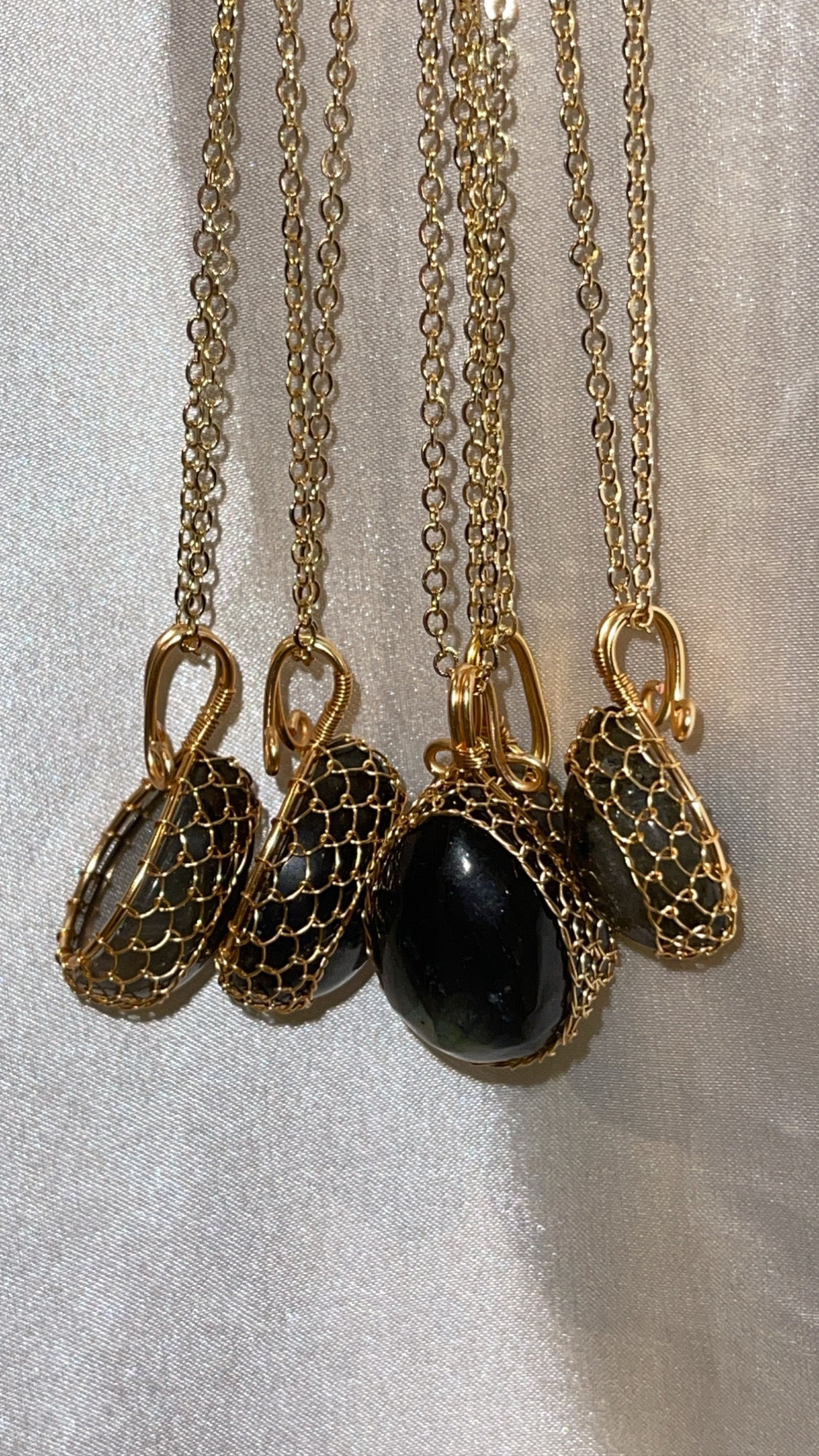 Labradorite Necklace Gold