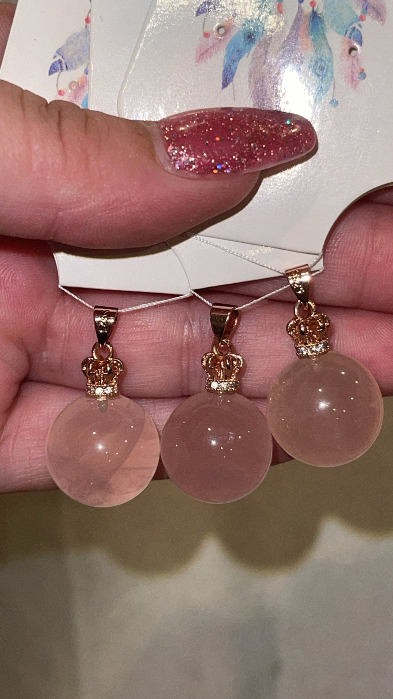 Star Rose Quartz Sphere 925 Pendant (Silver/Rose Gold)